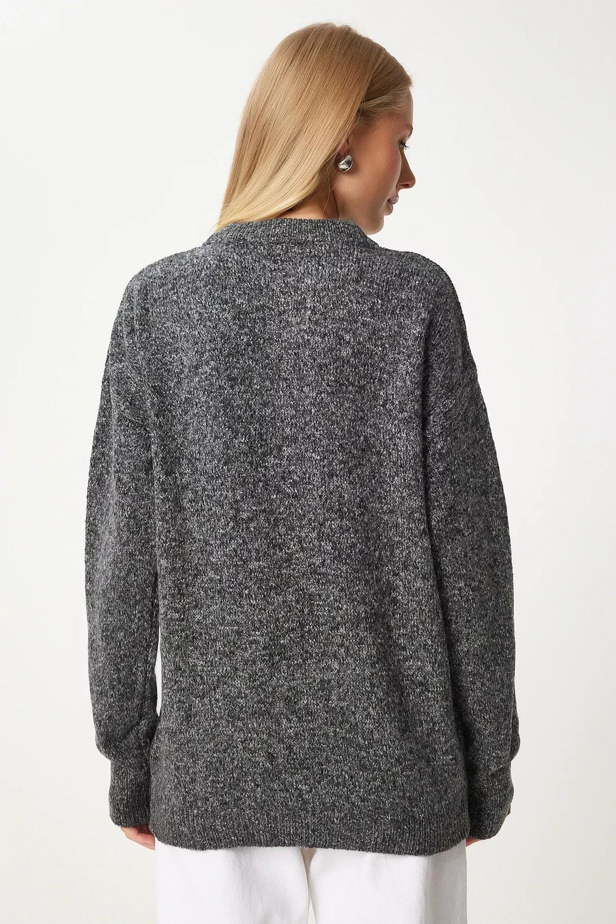 Grey Casual Knit Sweater,, GRAY MELANGE, large image number 5