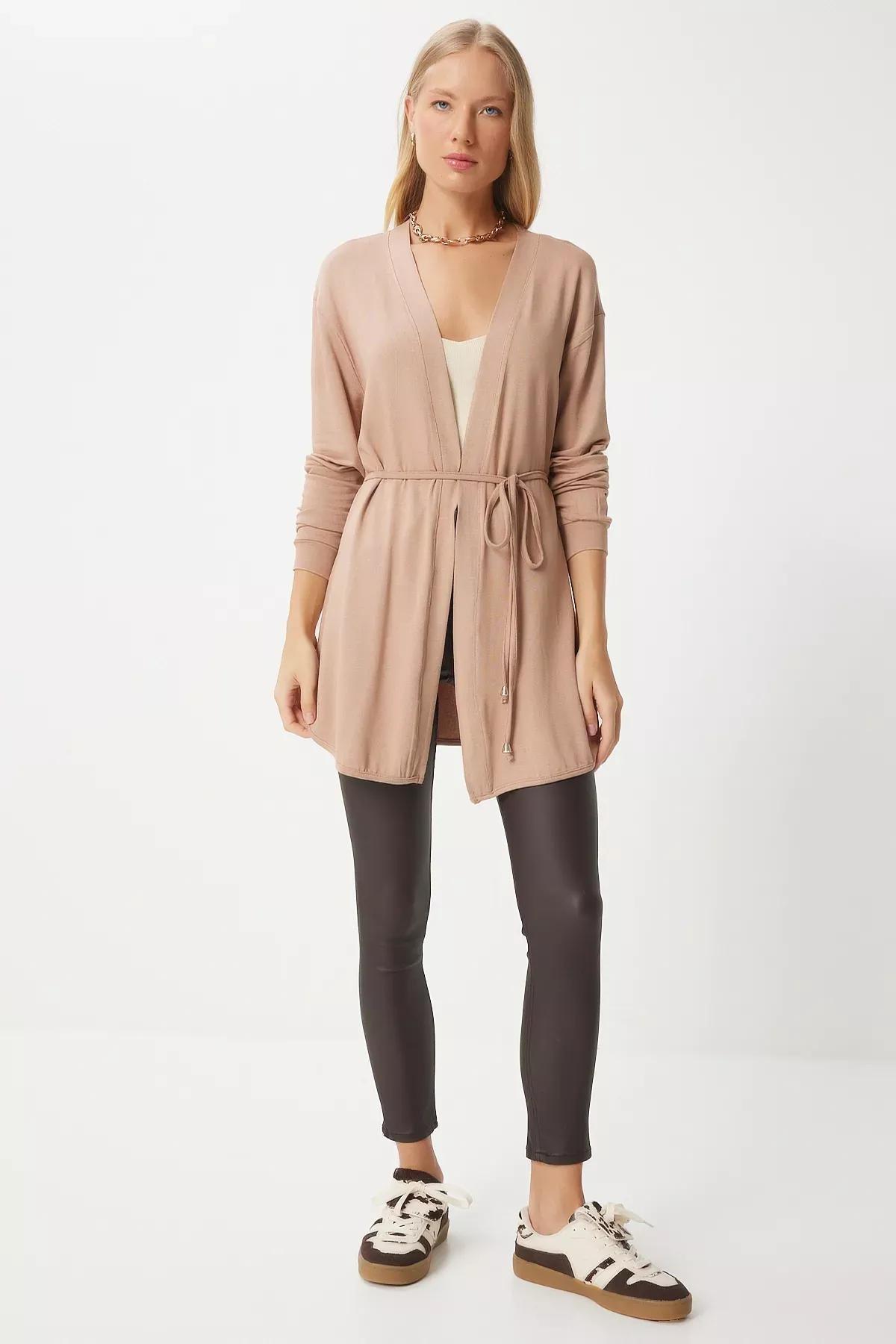 Beige Knitted Sweater Cardigan, , large image number 2