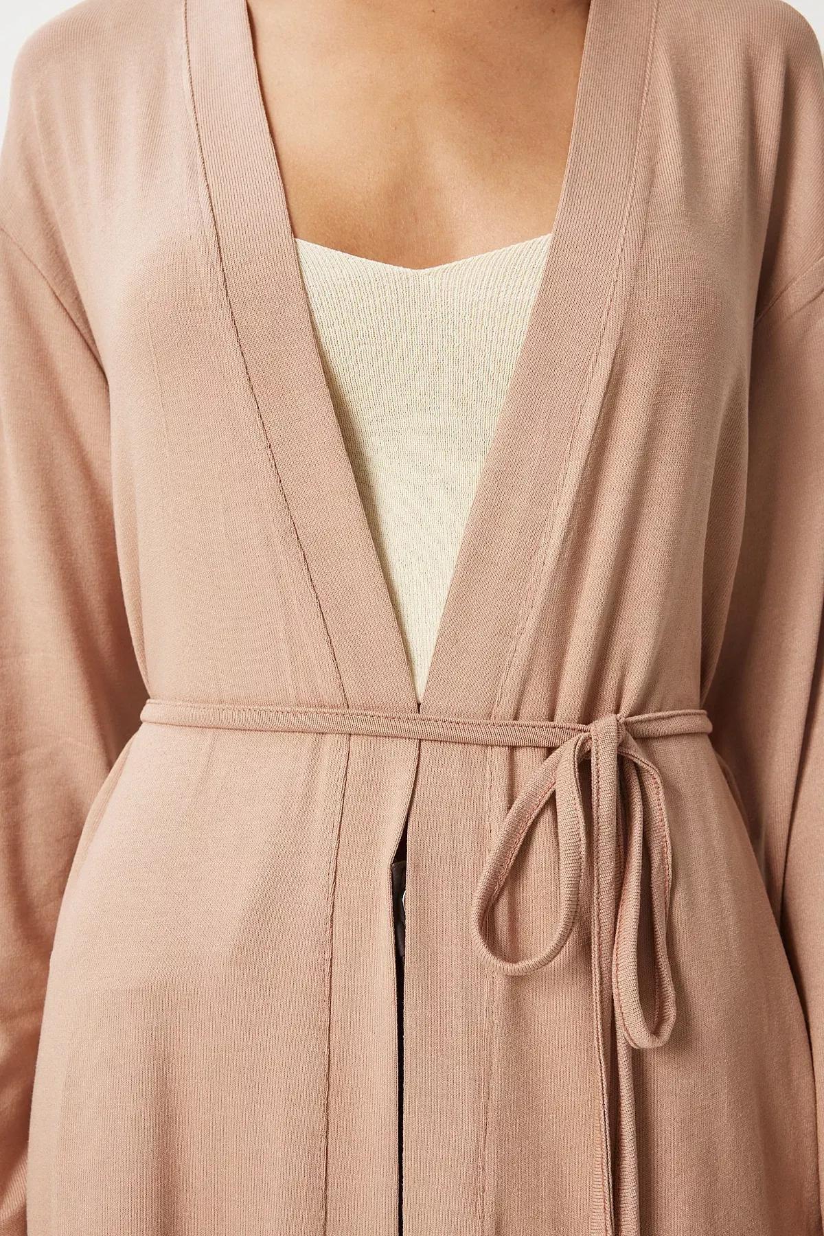 Beige Knitted Sweater Cardigan, , large image number 3