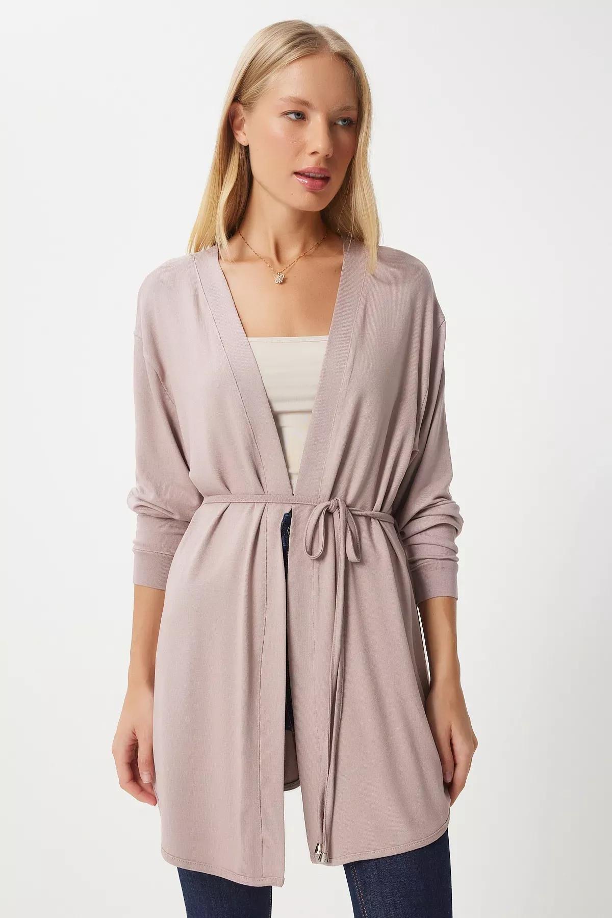 Beige Knitted Sweater Cardigan, , large image number 0