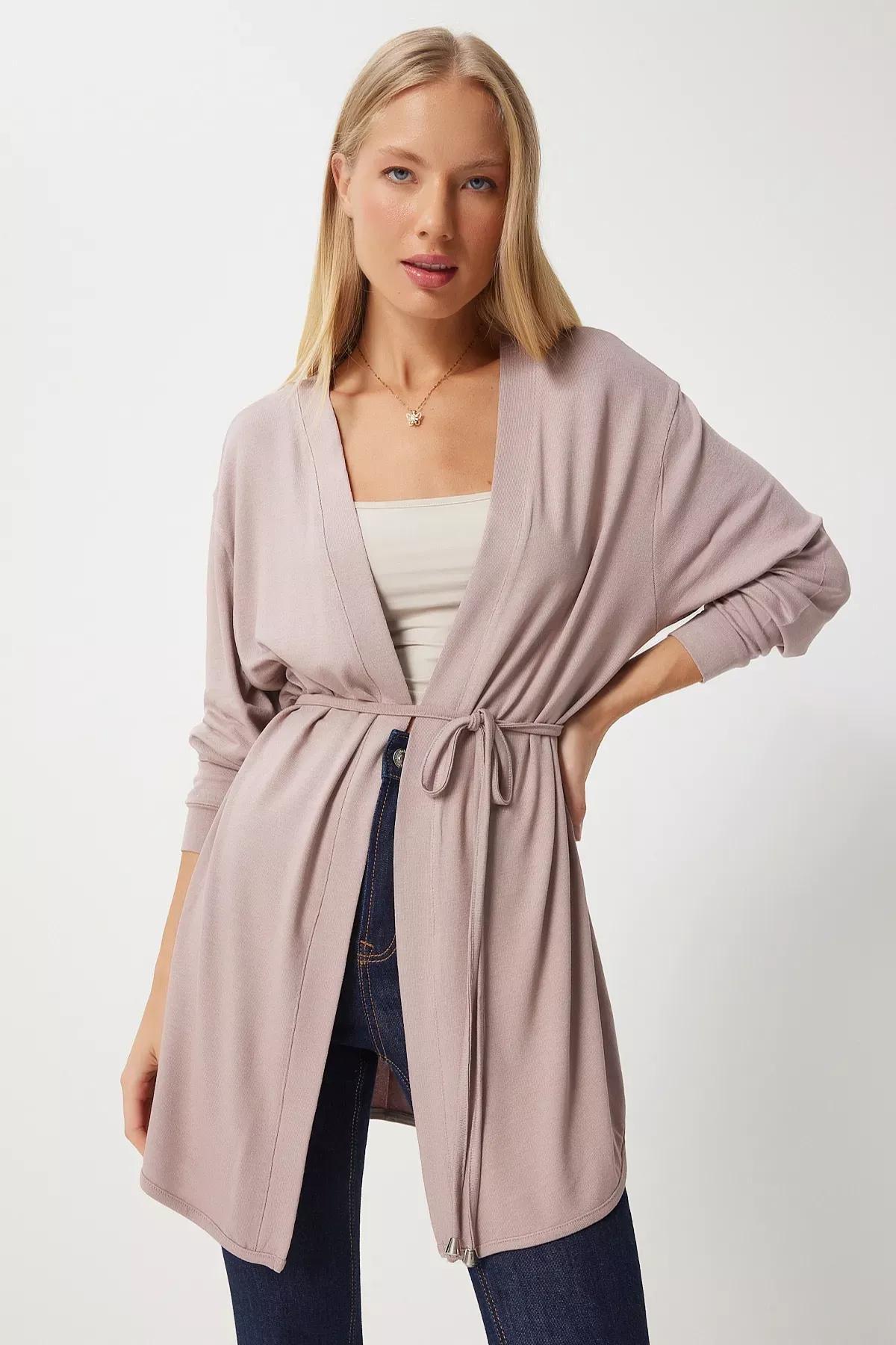 Beige Knitted Sweater Cardigan, , large image number 1