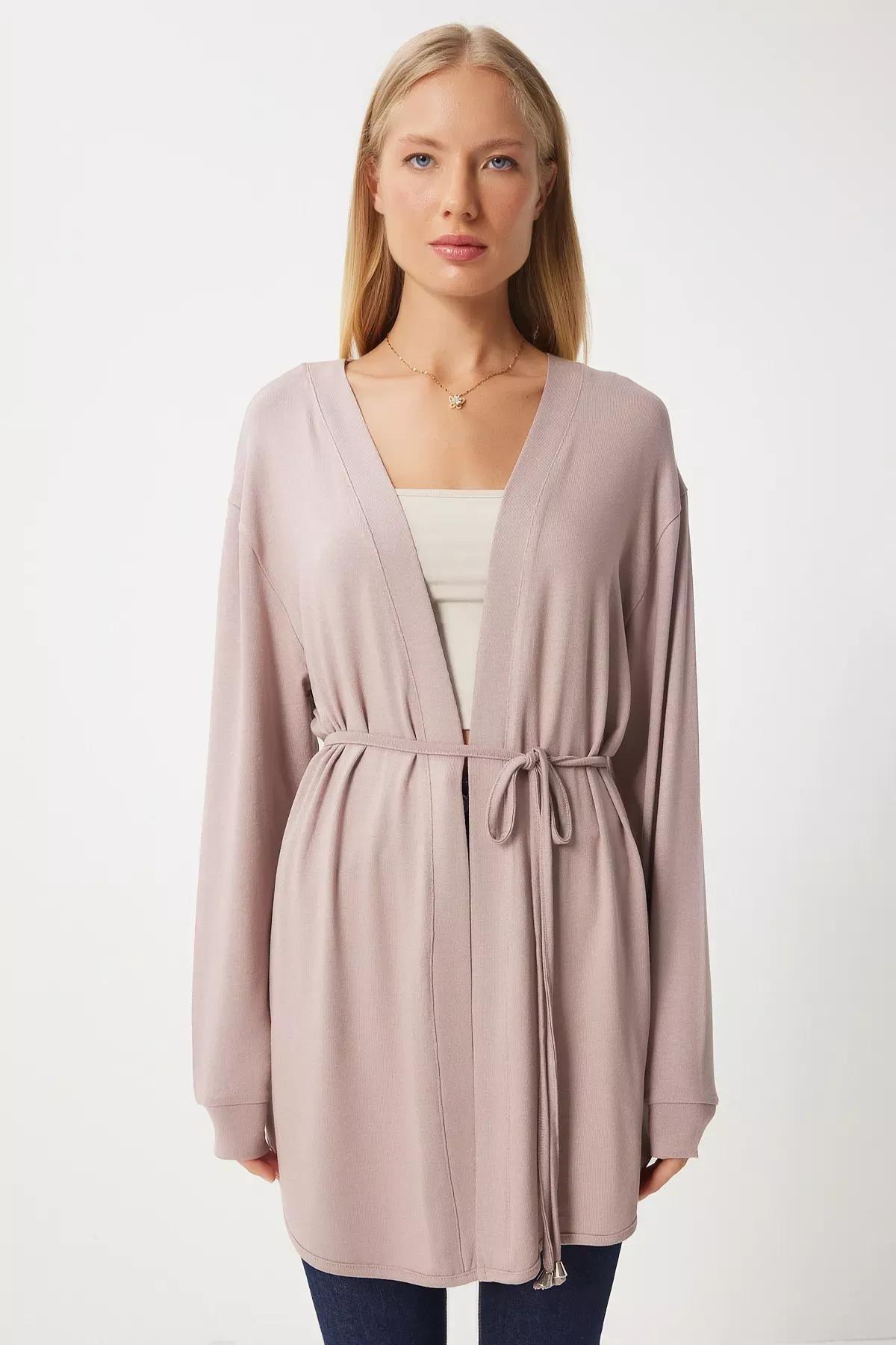Beige Knitted Sweater Cardigan, , large image number 2