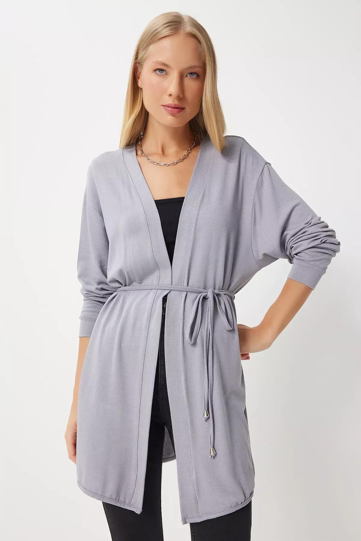 Grey Knitted Sweater Cardigan, , large image number 0