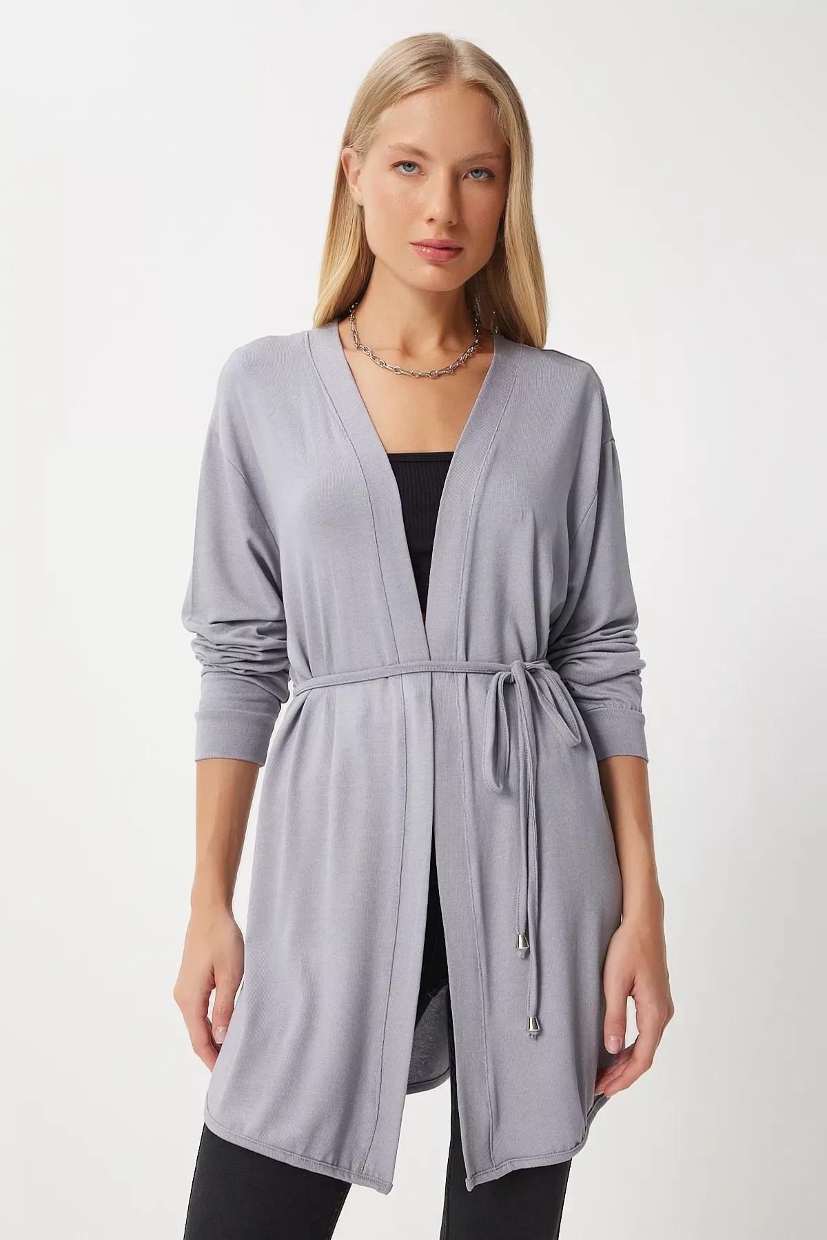 Grey Knitted Sweater Cardigan, , large image number 1