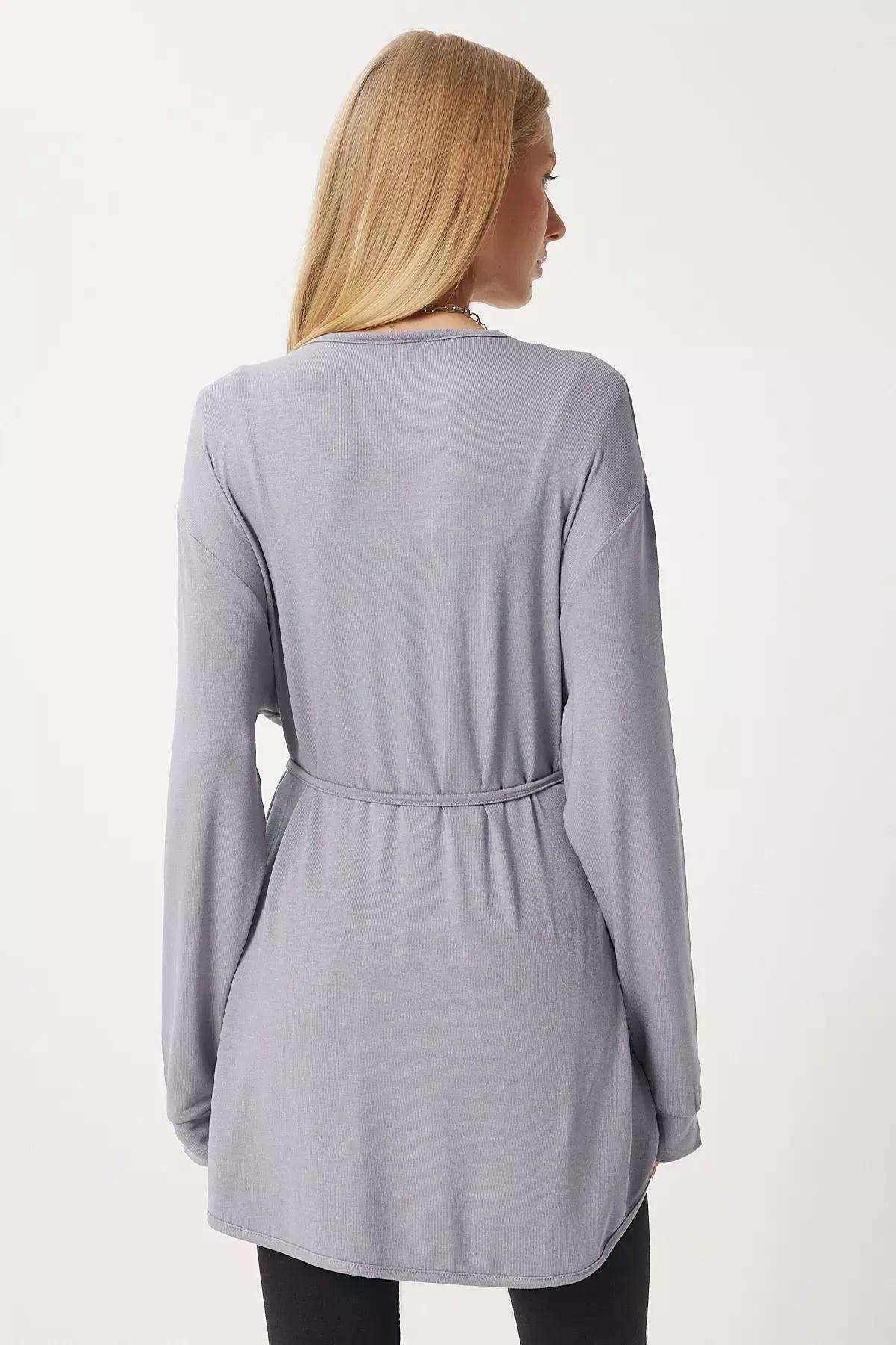 Grey Knitted Sweater Cardigan, , large image number 3