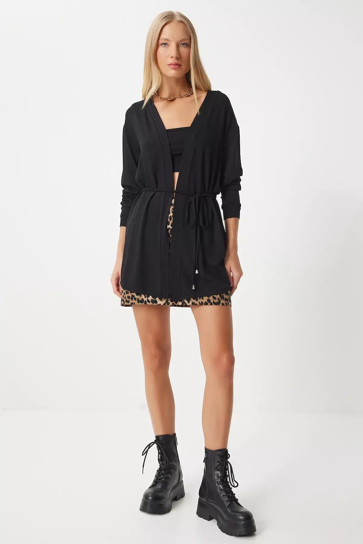 Black Knitted Sweater Cardigan, , large image number 1