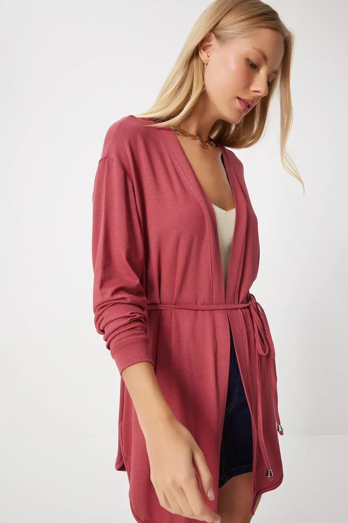 Pink Knitted Sweater Cardigan, Pink, large image number 0