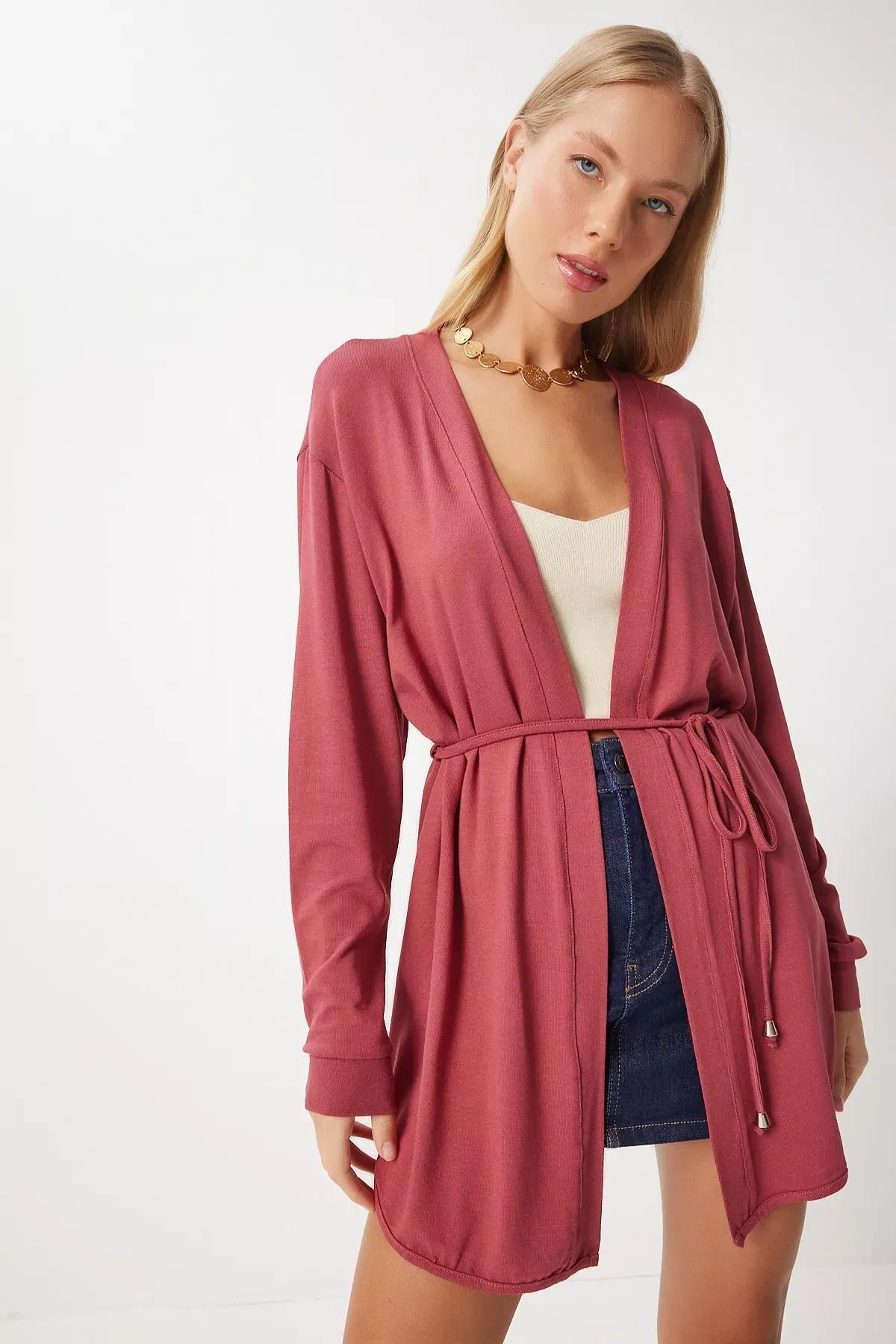 Pink Knitted Sweater Cardigan, Pink, large image number 2