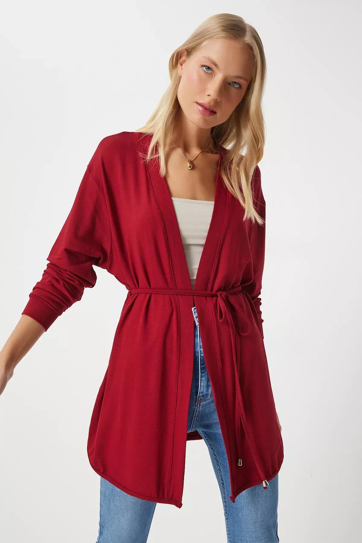 Red Knitted Sweater Cardigan, , large image number 0