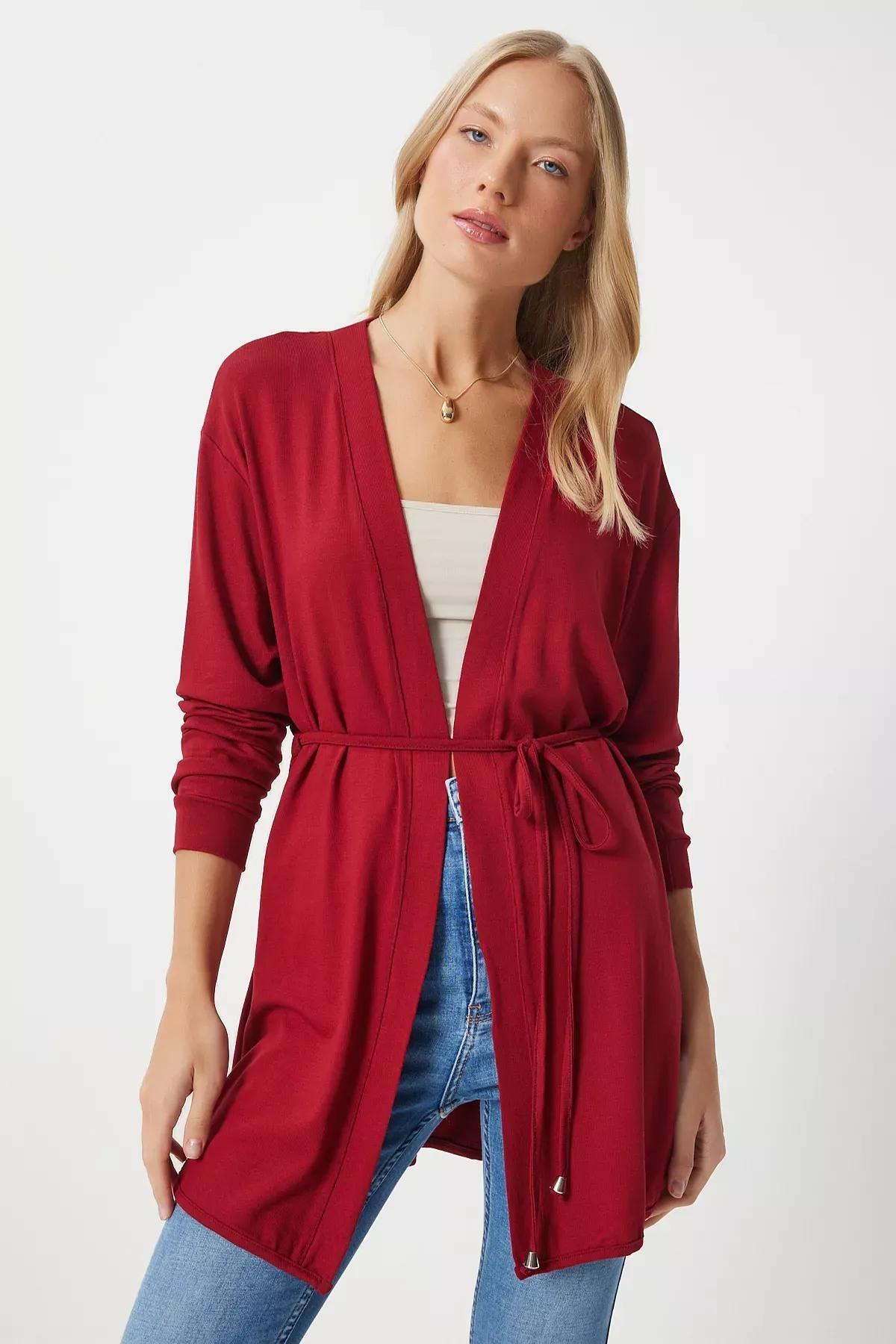 Red Knitted Sweater Cardigan, , large image number 1