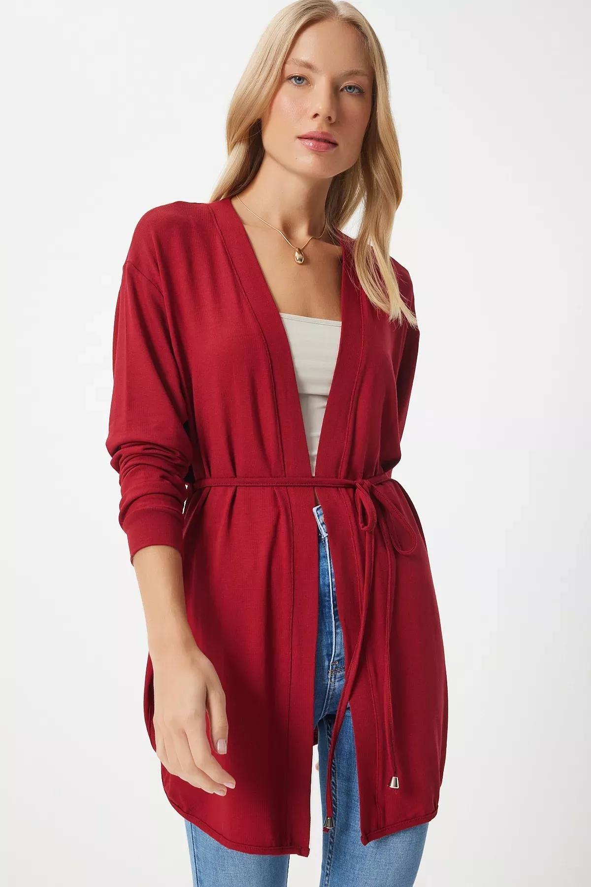 Red Knitted Sweater Cardigan, , large image number 2