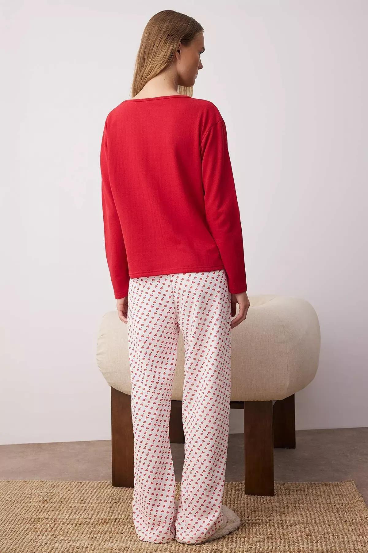 Red Heart Slogan Pajama Set, Red, large image number 4