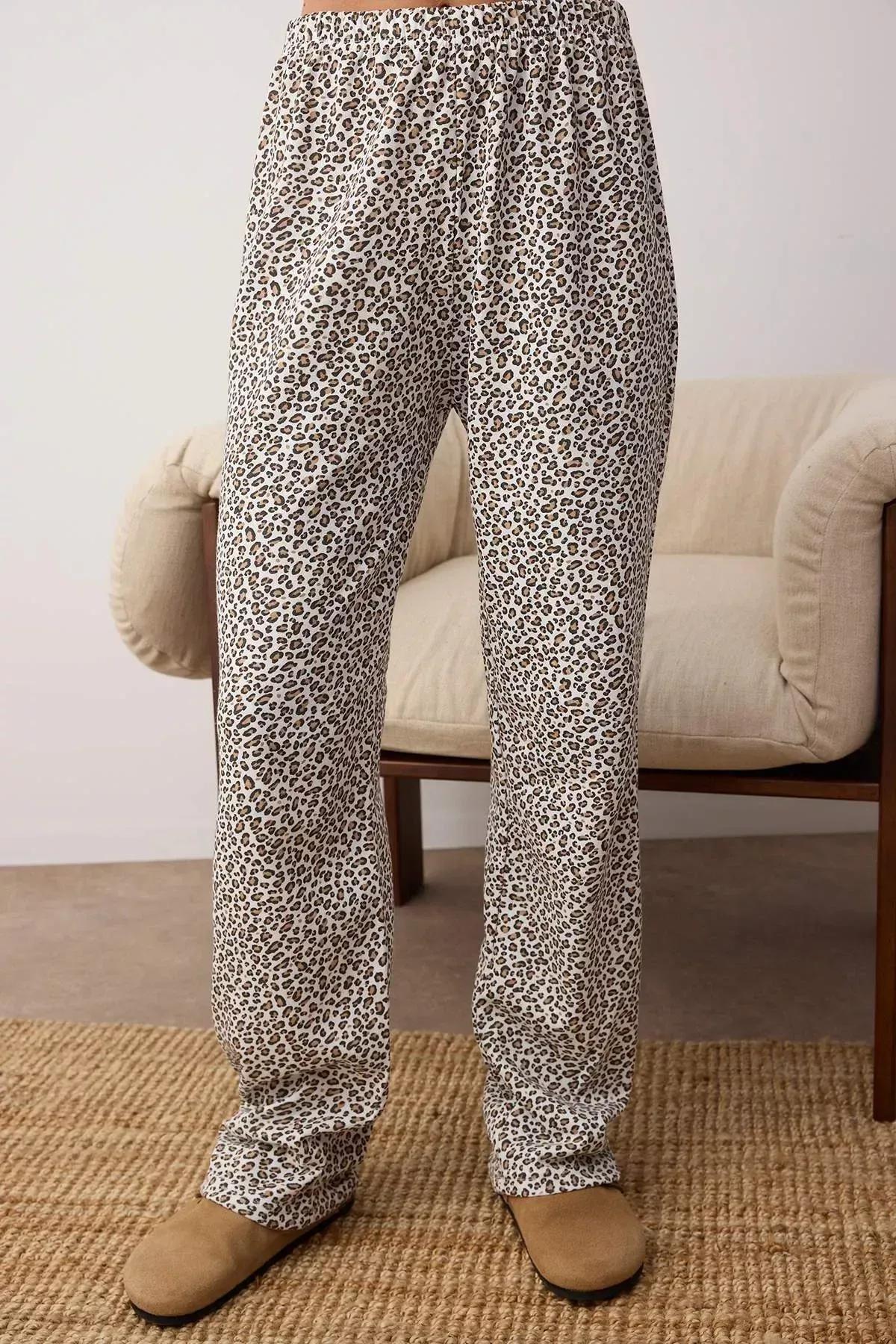 Multicolour Leopard Patterned Pyjamas Set, White-Multicolor, large image number 4