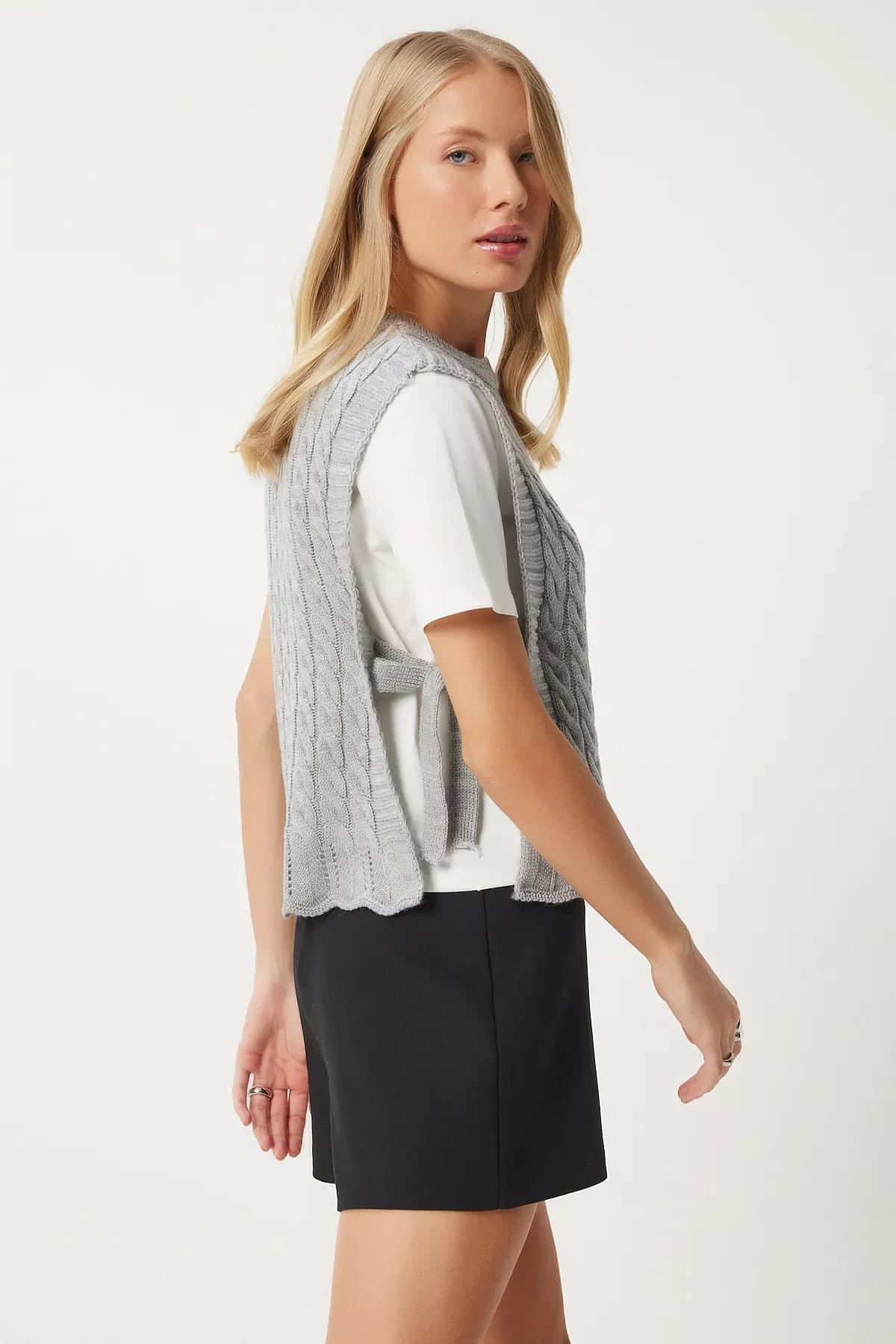 Grey Side Knitted Sweater, Grey, large image number 4