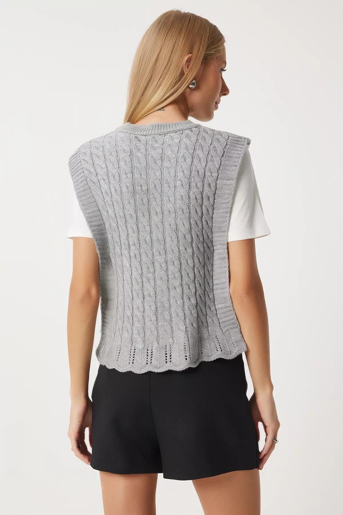 Grey Side Knitted Sweater, Grey, large image number 6
