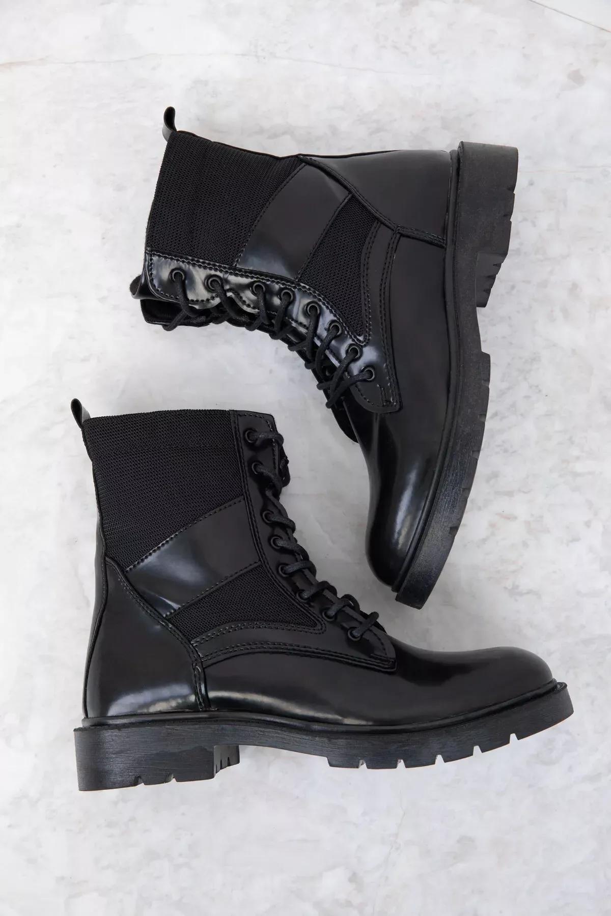 Black Patent Mens Boots, , large image number 0