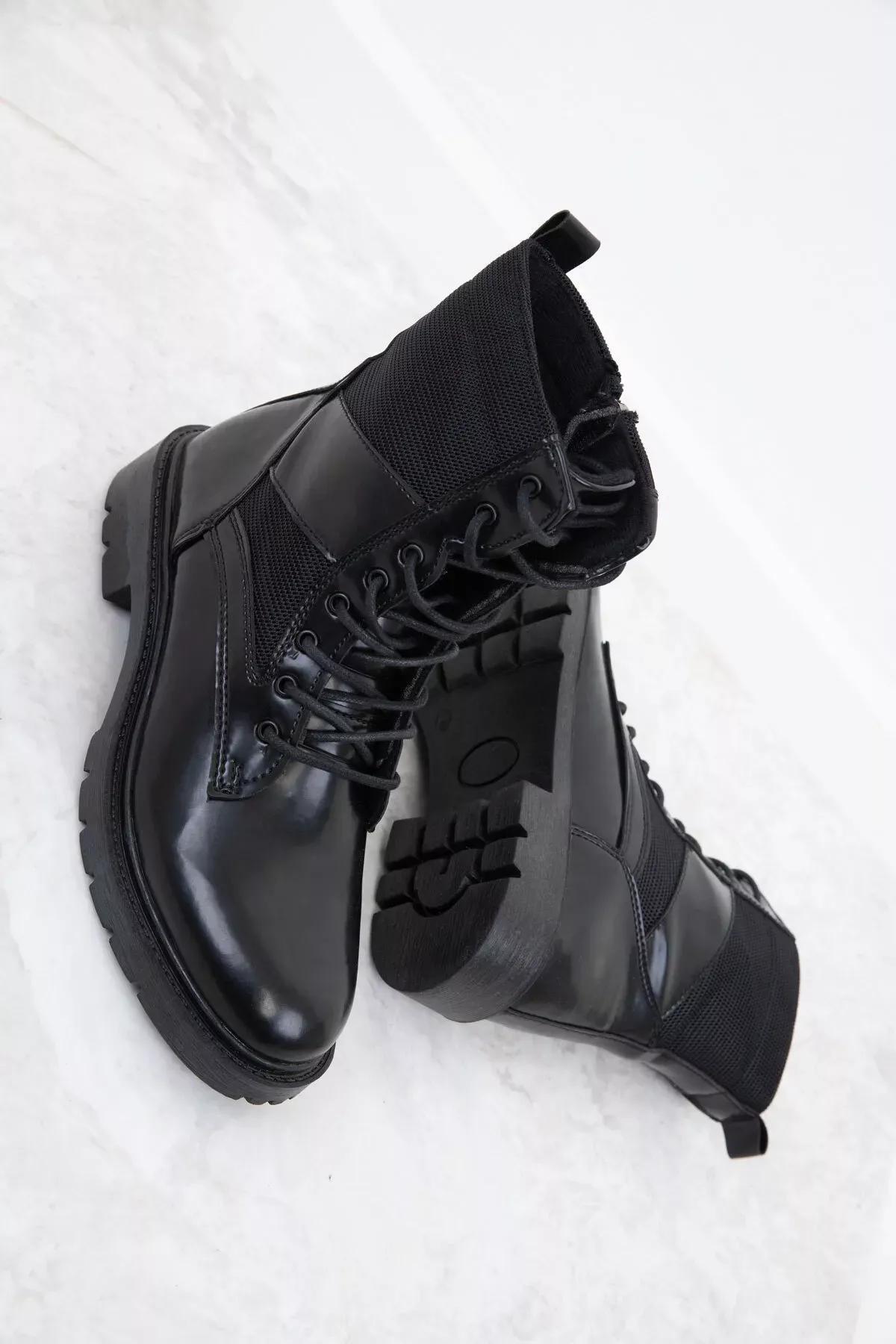 Black Patent Mens Boots, , large image number 1