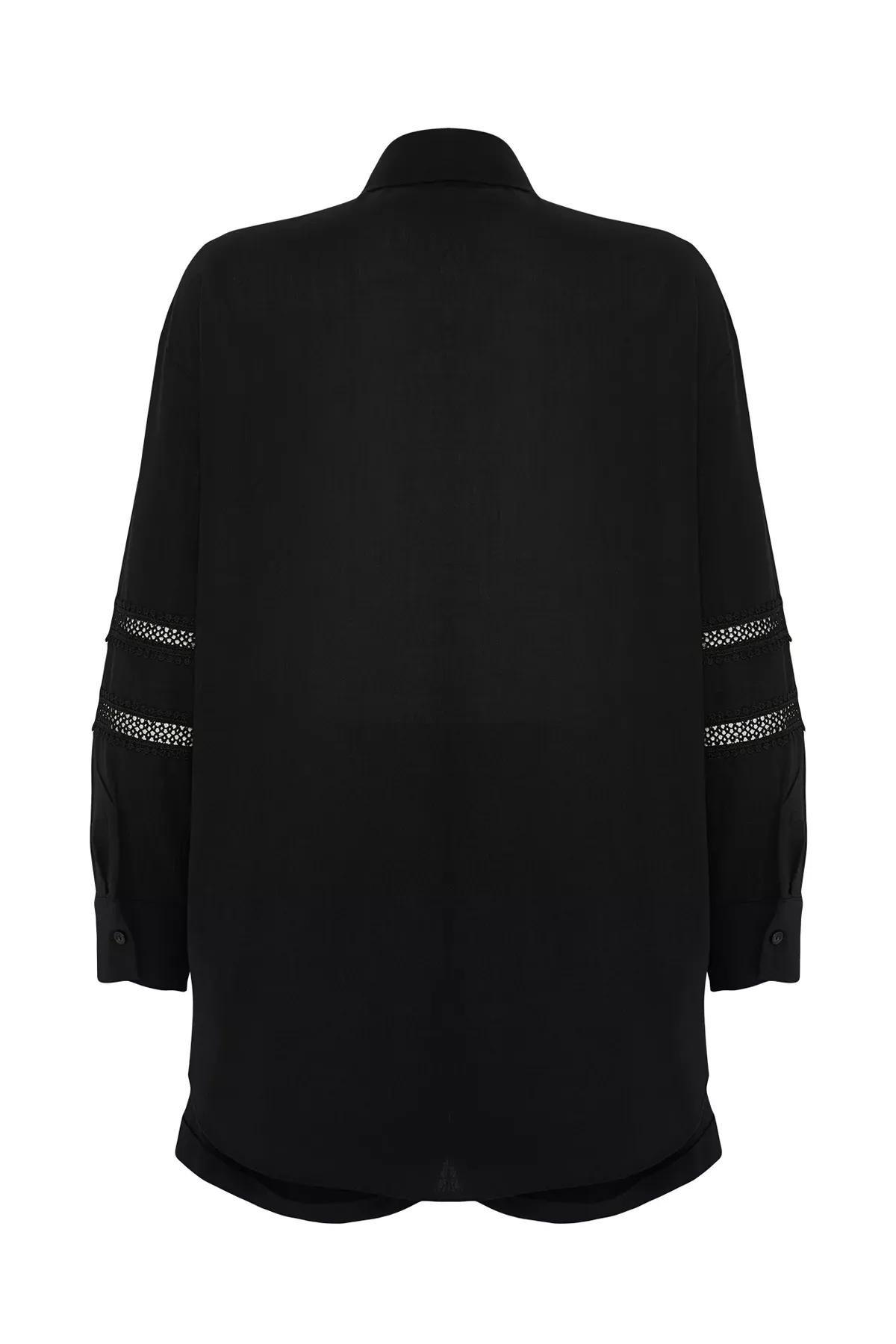 Black Woven Detailed Co-Ord Set, , large image number 3