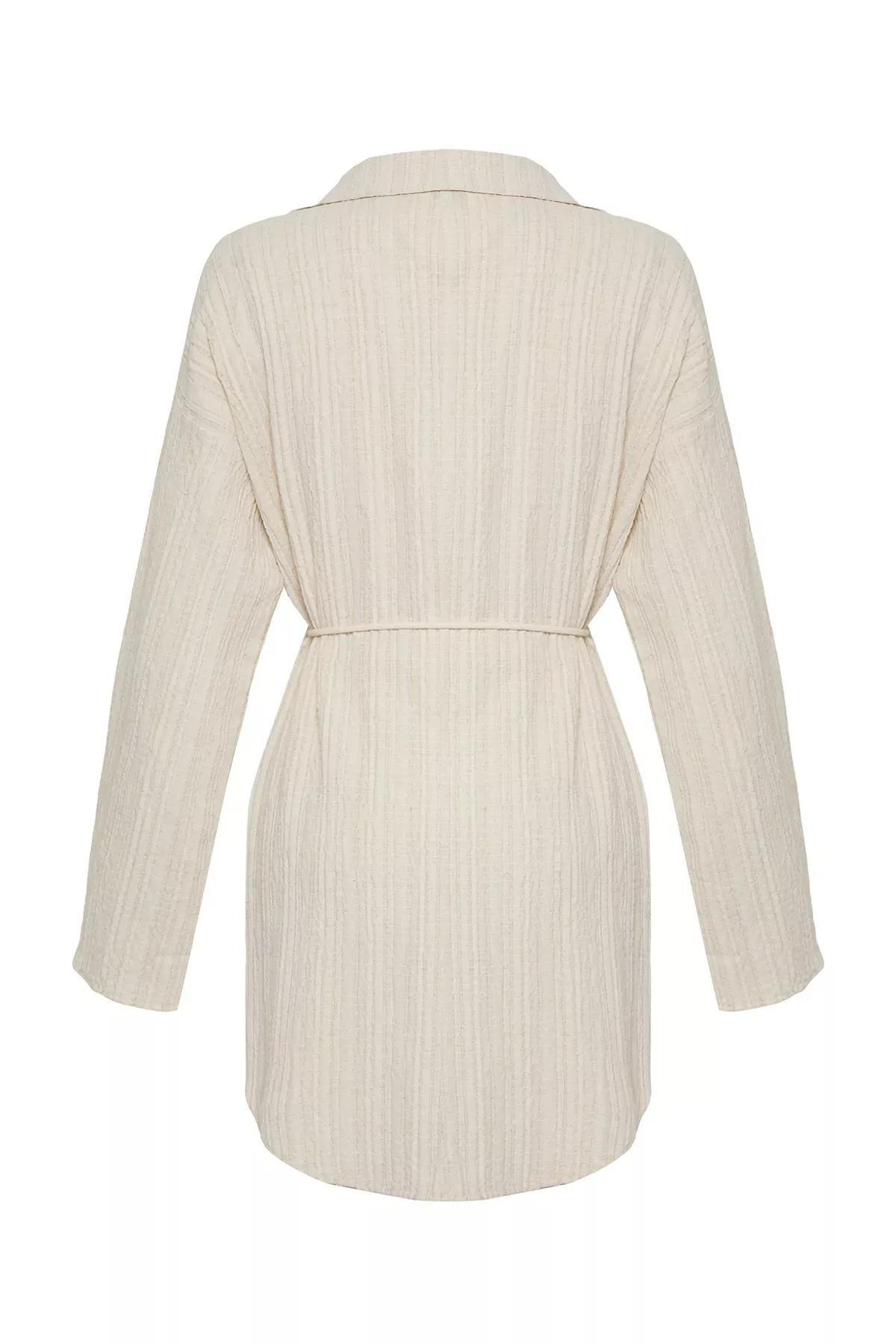 Beige Mini Tassel Flamed Dress, C101_4701, large image number 5