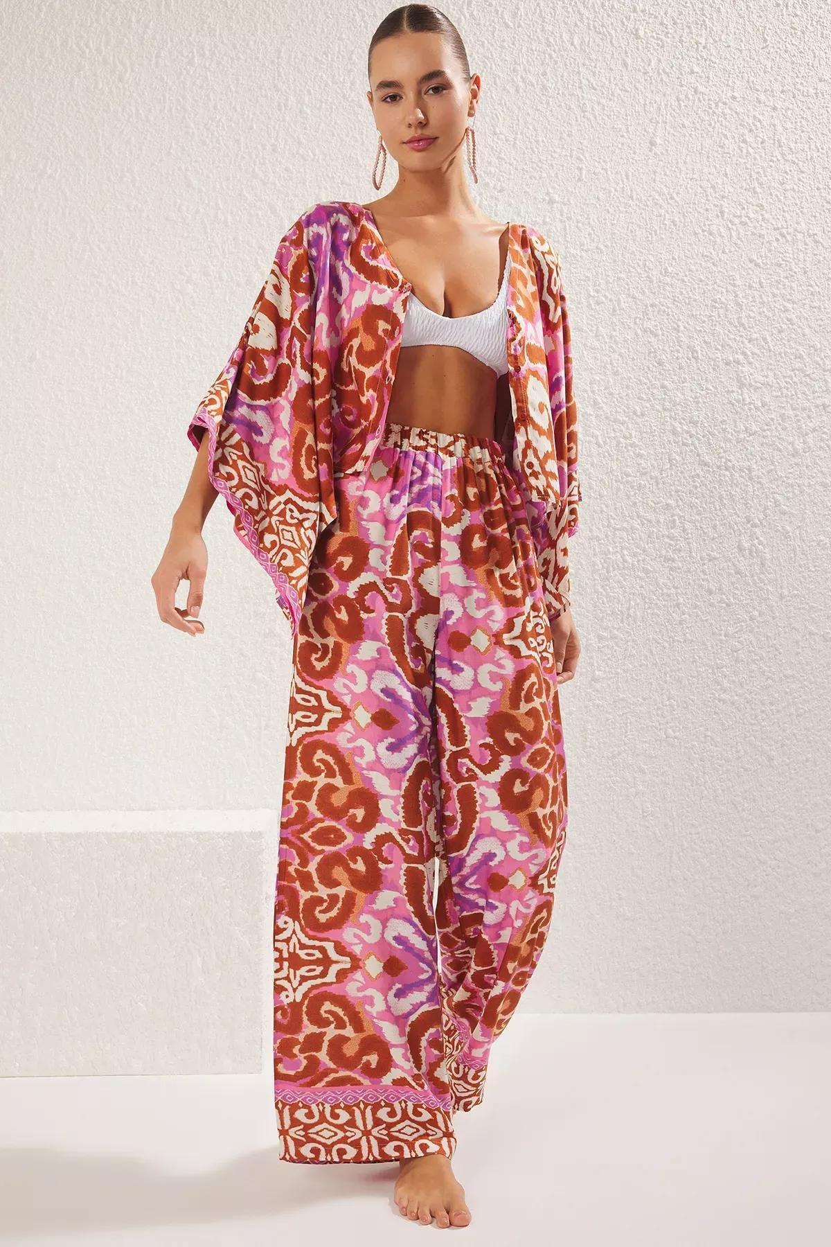 Red Ethnic Patterned Bat Sleeve Suit, Very colorful, large image number 0