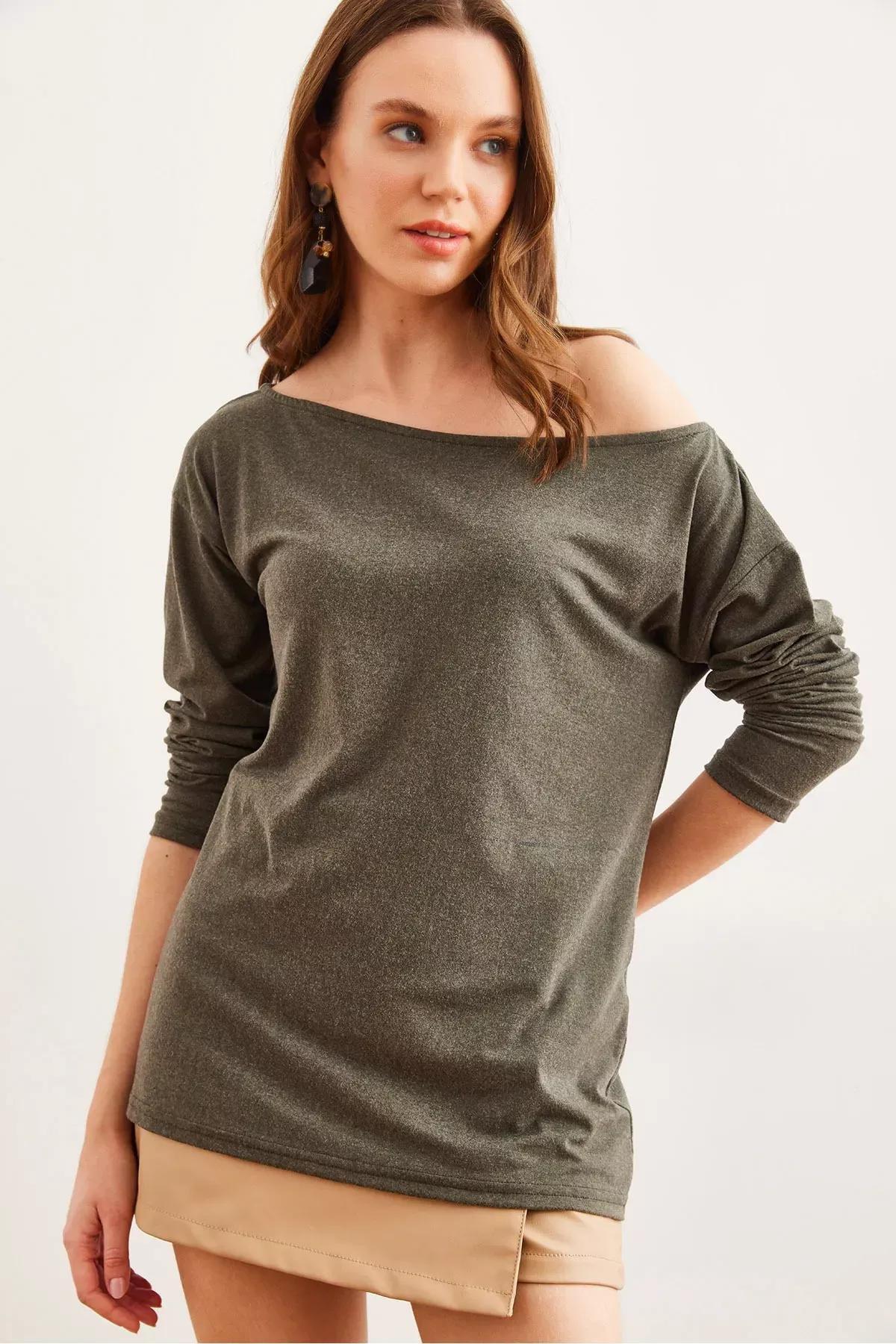 Green Wool Viscose Blouse, Khaki, large image number 0