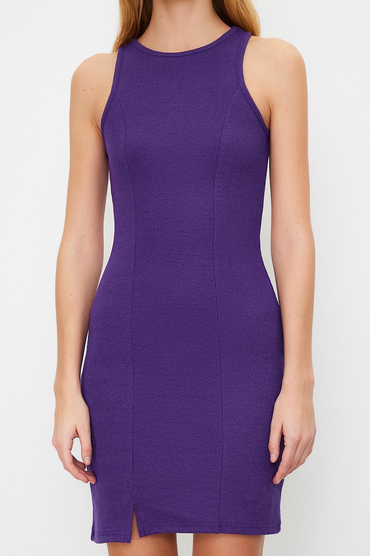 Purple Halter Neck Detailed Mini Dress, , large image number 3