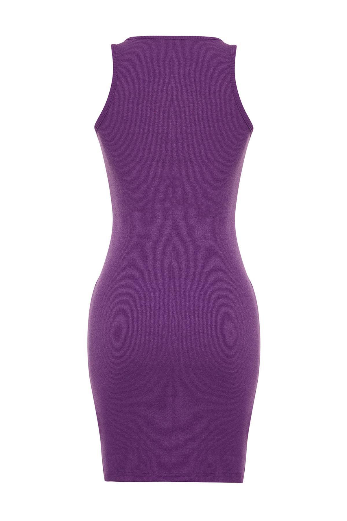 Purple Halter Neck Detailed Mini Dress, , large image number 6