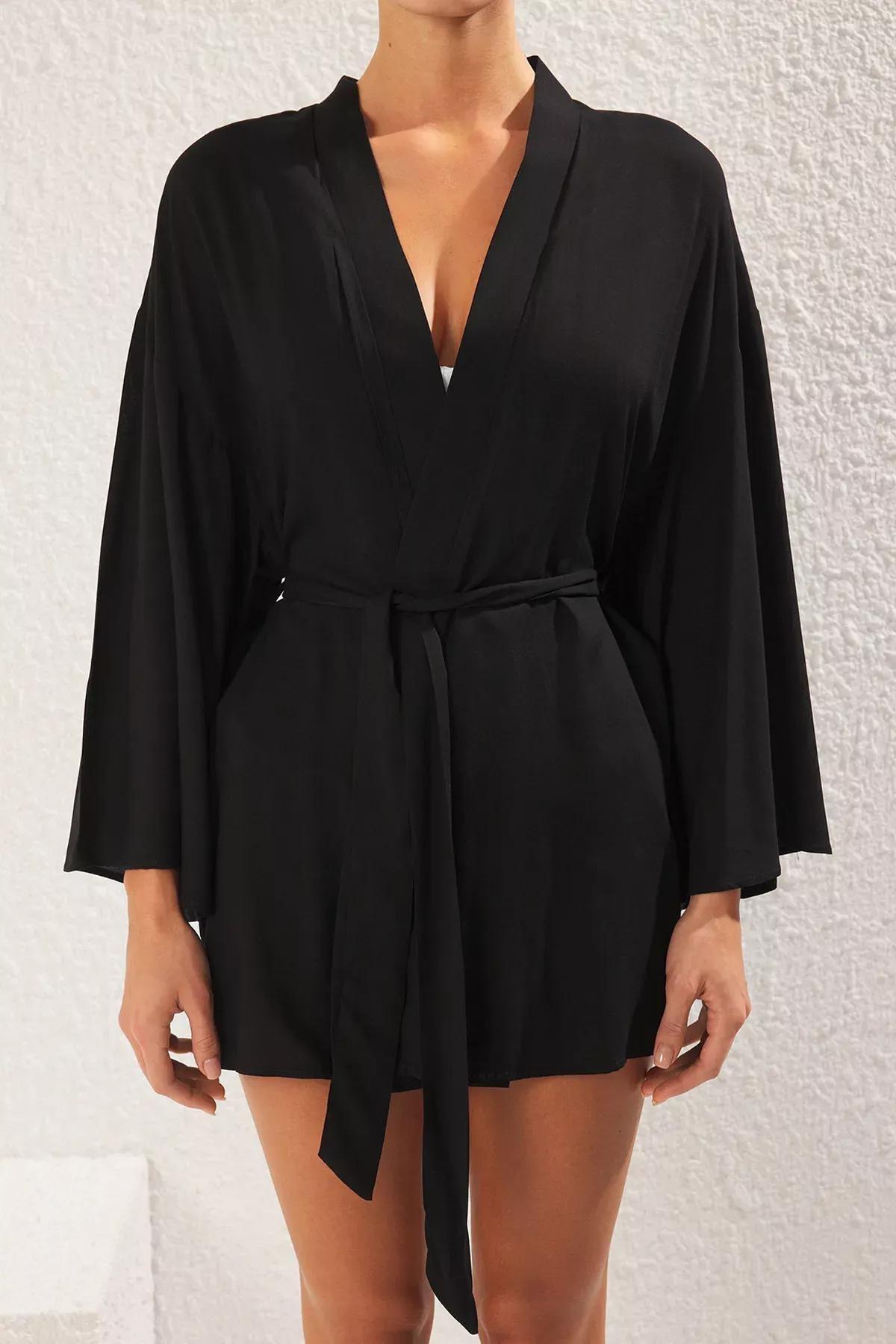 Black Mini Beach Kimono, C101_2094, large image number 3