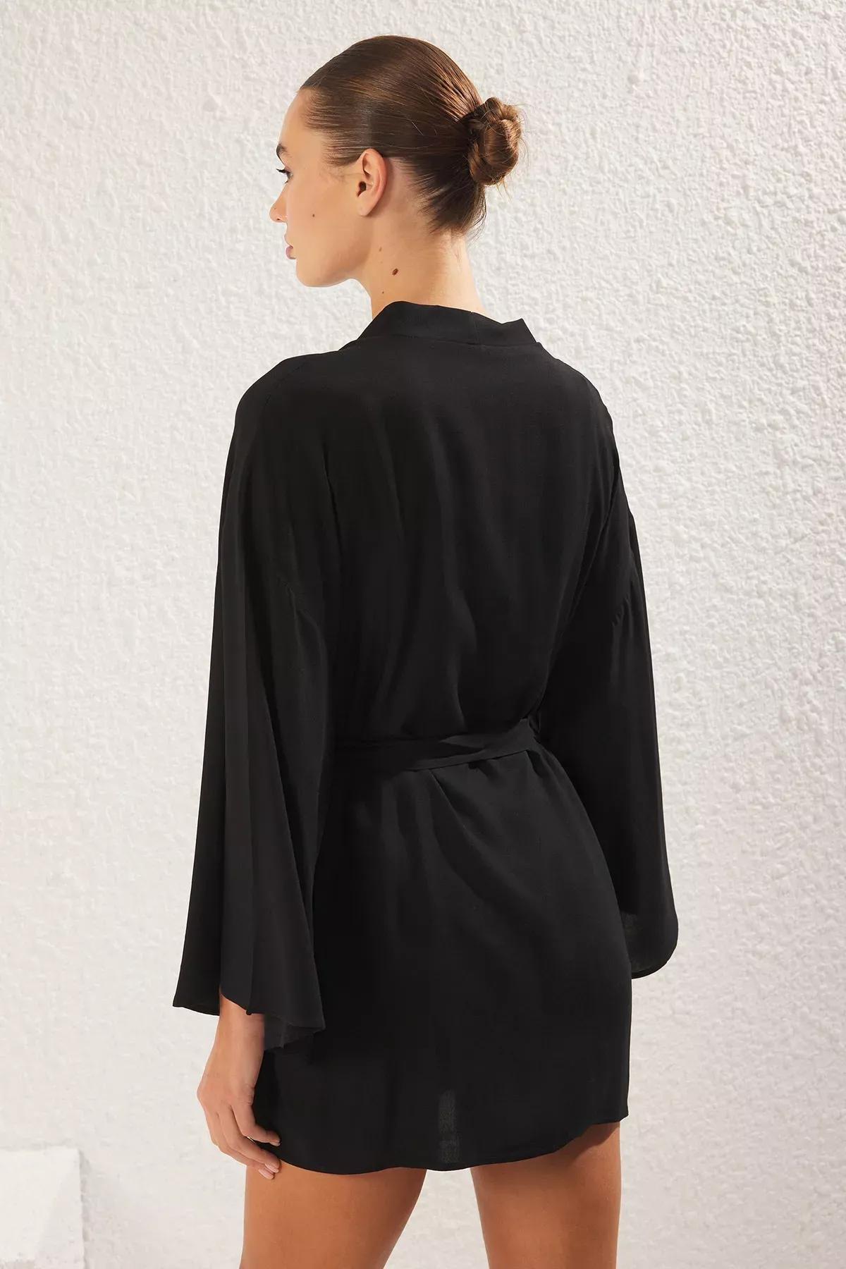 Black Mini Beach Kimono, C101_2094, large image number 4