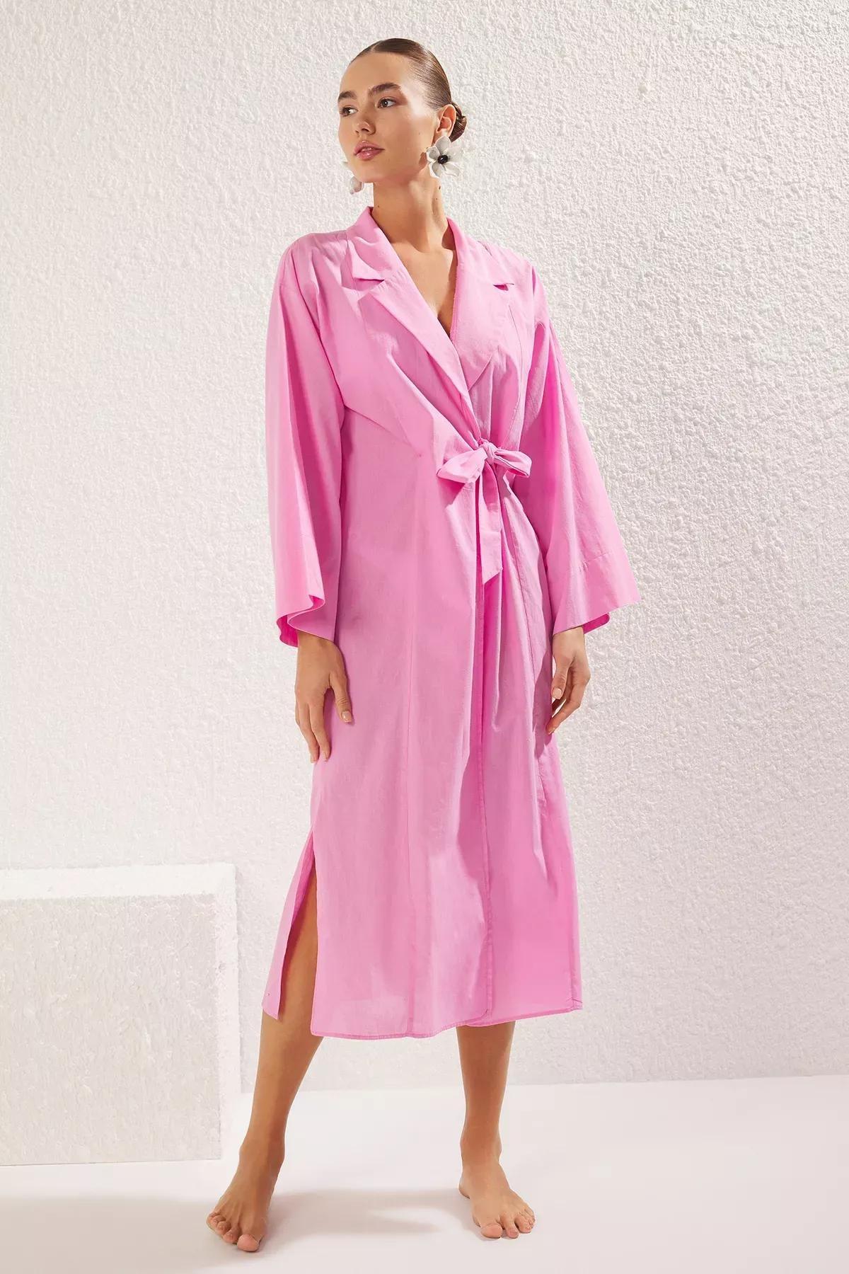 Pink Maxi Woven Beach Kimono, , large image number 0
