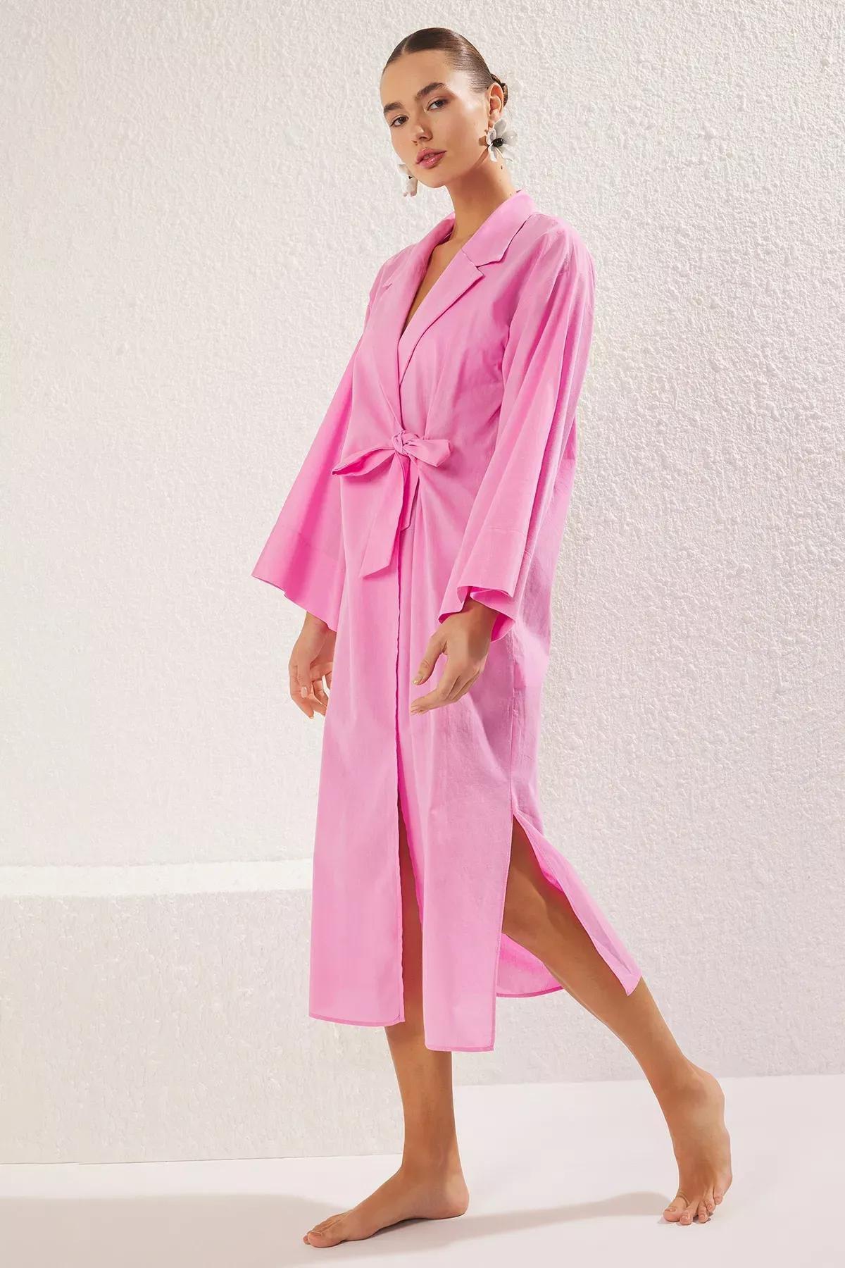 Pink Maxi Woven Beach Kimono, , large image number 1