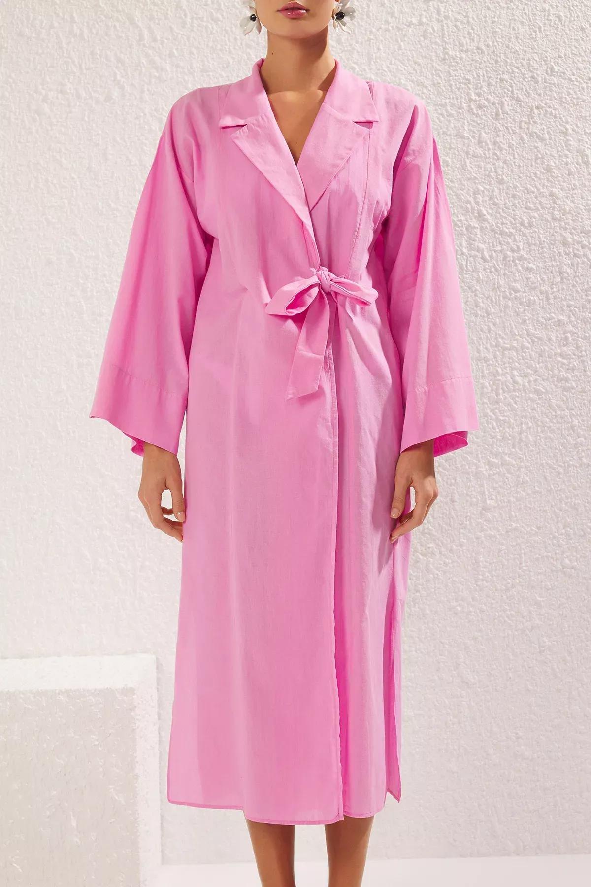 Pink Maxi Woven Beach Kimono, , large image number 2