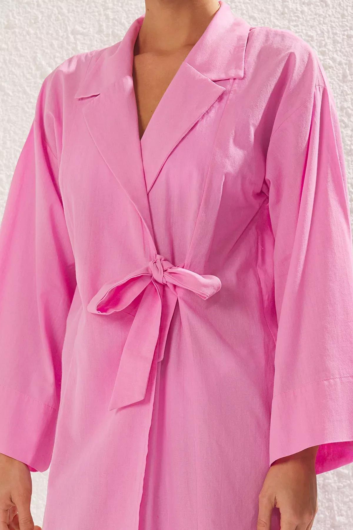 Pink Maxi Woven Beach Kimono, , large image number 3