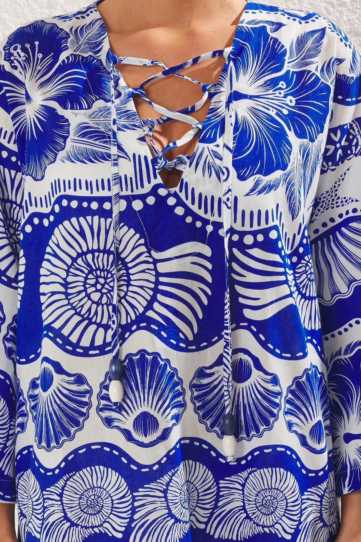 Blue Print Mini Dress, , large image number 2