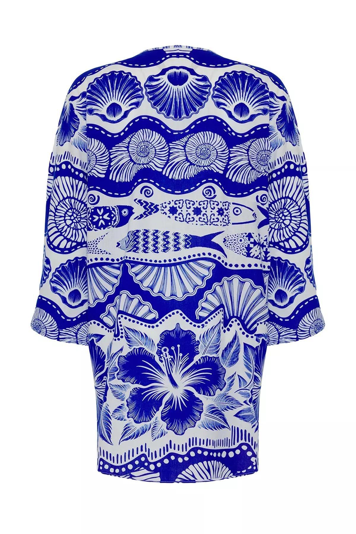 Blue Print Mini Dress, , large image number 5