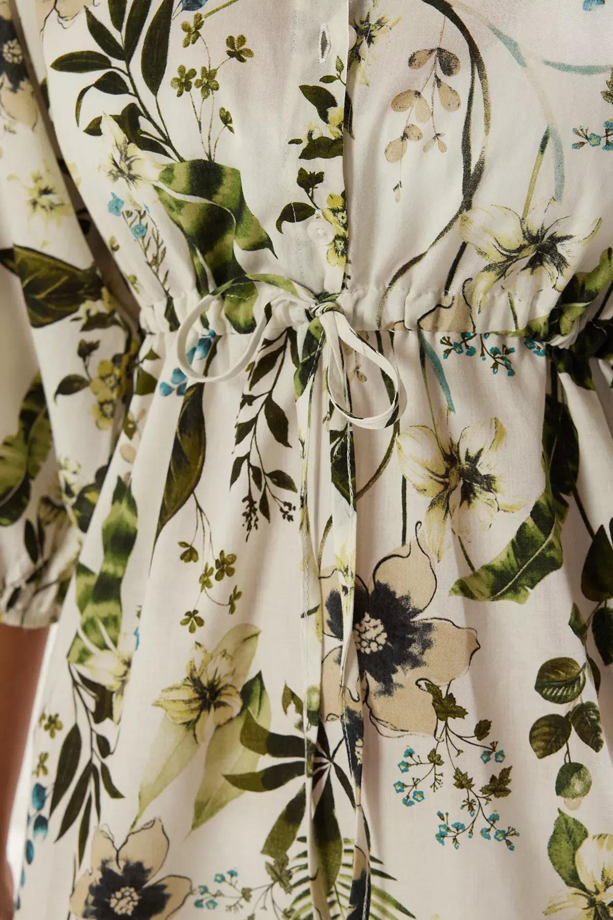 Green Tropical Patterned Mini Dress, Very colorful, large image number 3