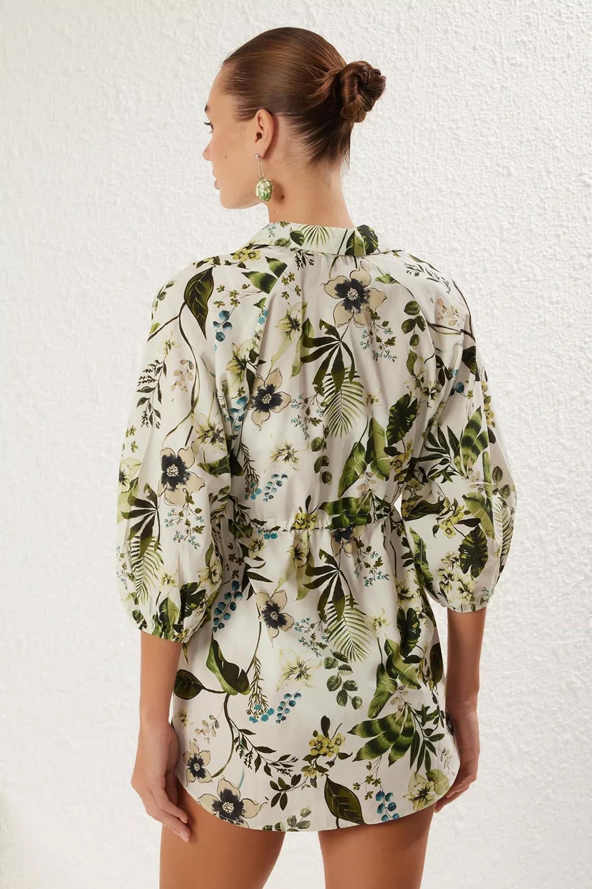 Green Tropical Patterned Mini Dress, Very colorful, large image number 4