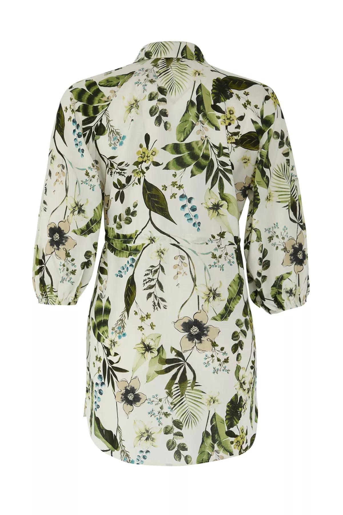 Green Tropical Patterned Mini Dress, Very colorful, large image number 6