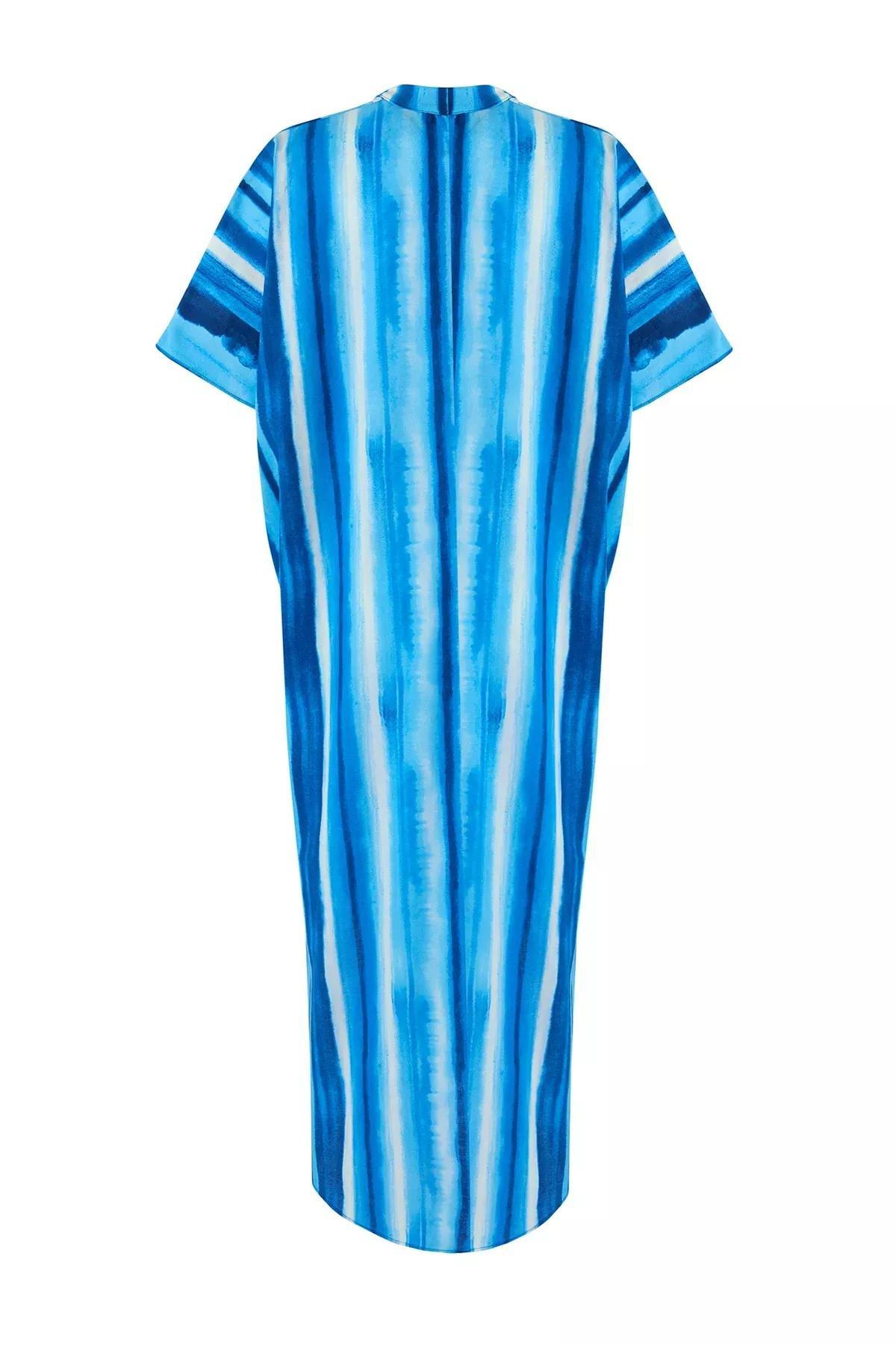Blue Abstract Patterned Maxi Dress, C101_7382, large image number 5