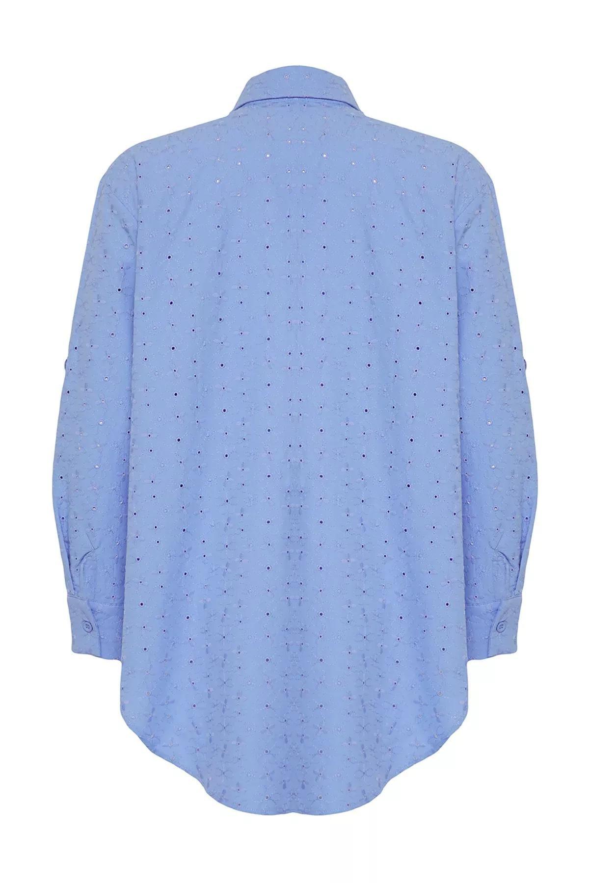 Blue Woven Brode Beach Shirt, , large image number 5