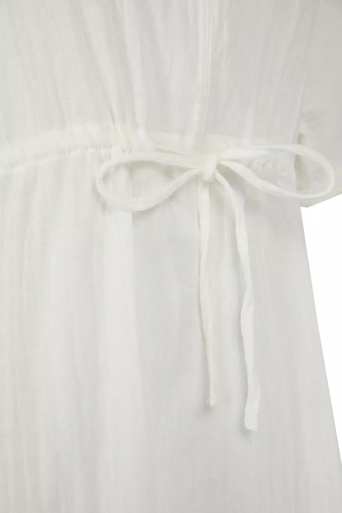 White Midi Muslin Dress, , large image number 6