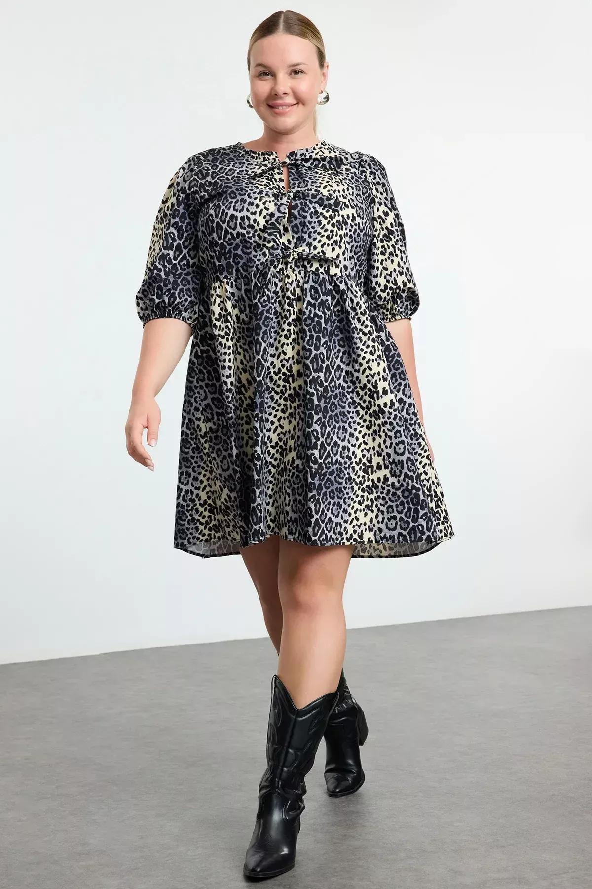 Multicolour Printed A-Line Plus-Size Dress, Very colorful, large image number 0