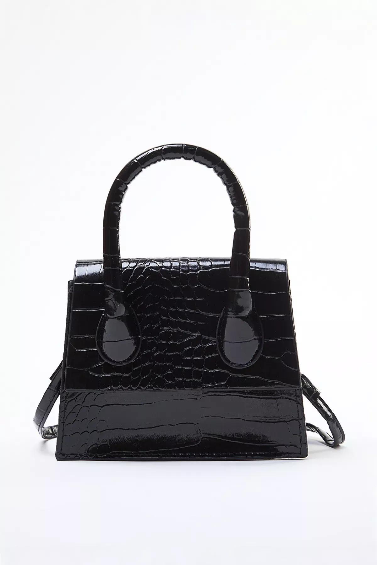 Black Textured cross strap bag, BLACK, large image number 1