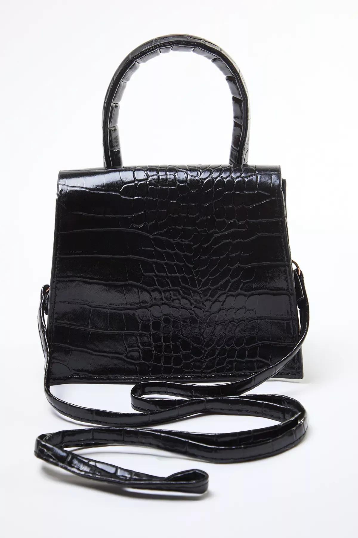 Black Textured cross strap bag, BLACK, large image number 3