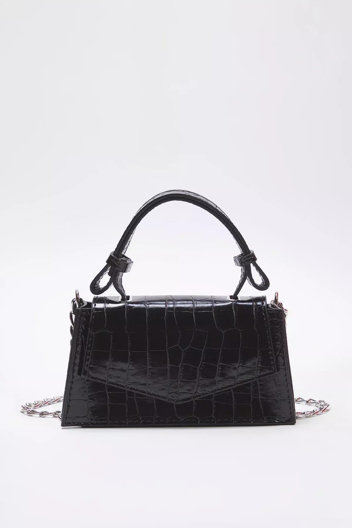 Black Textured Cross Strap Mini Bag, BLACK, large image number 1