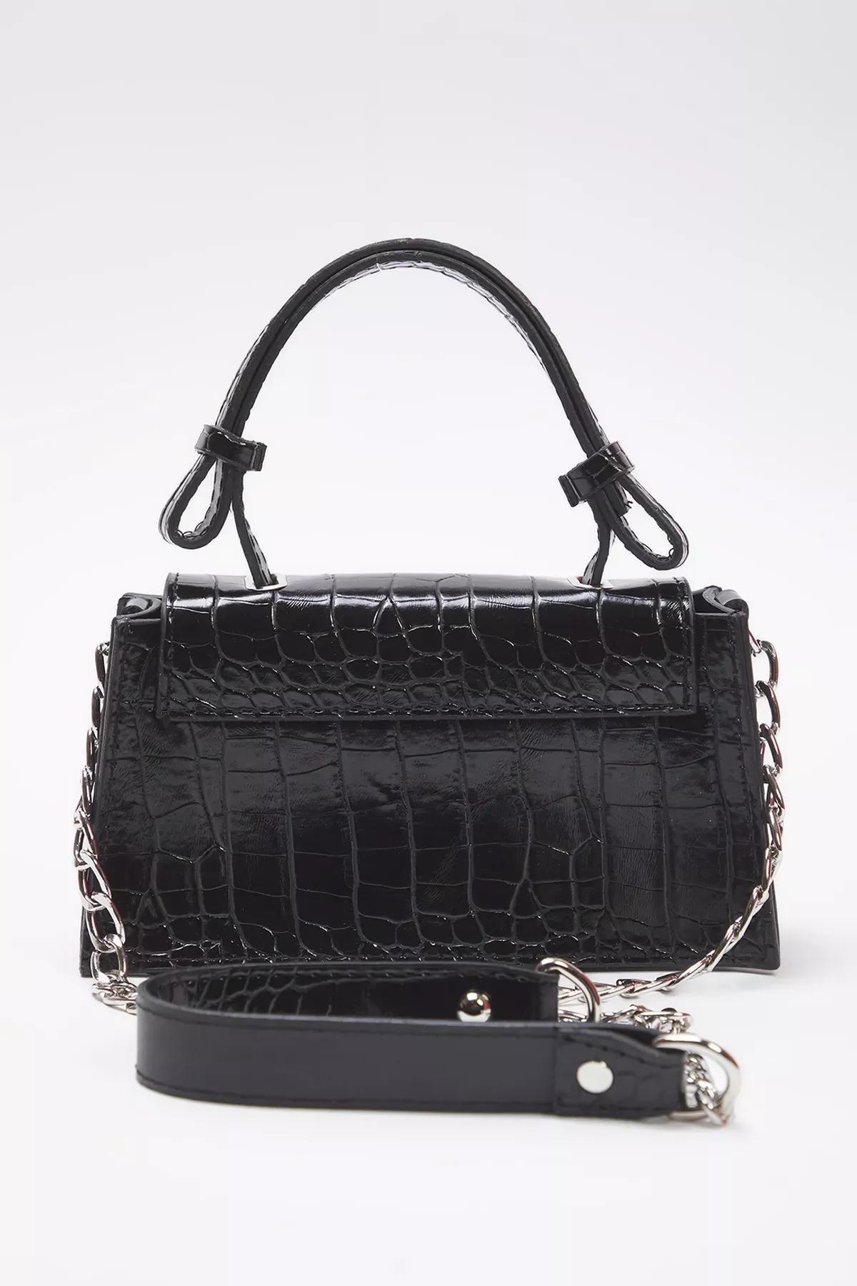 Black Textured Cross Strap Mini Bag, BLACK, large image number 4