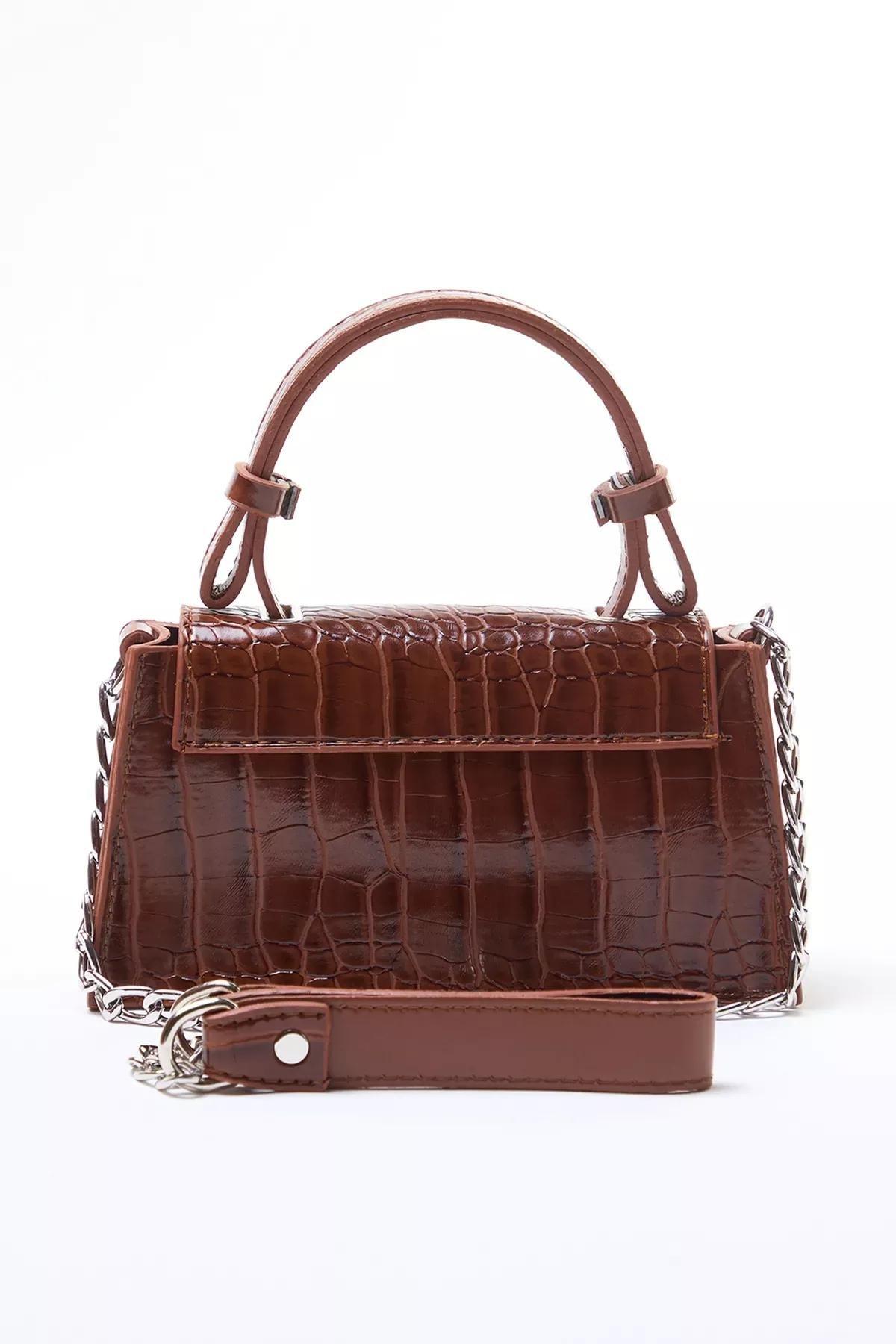 Brown Textured Cross Strap Mini City Bag, Tan, large image number 1
