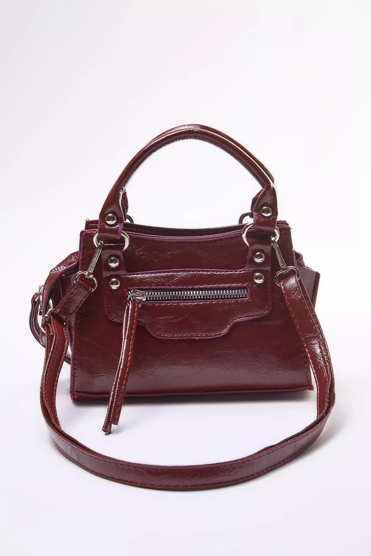 Red Cross Strap Mini Tote Bag, Burgundy, large image number 2