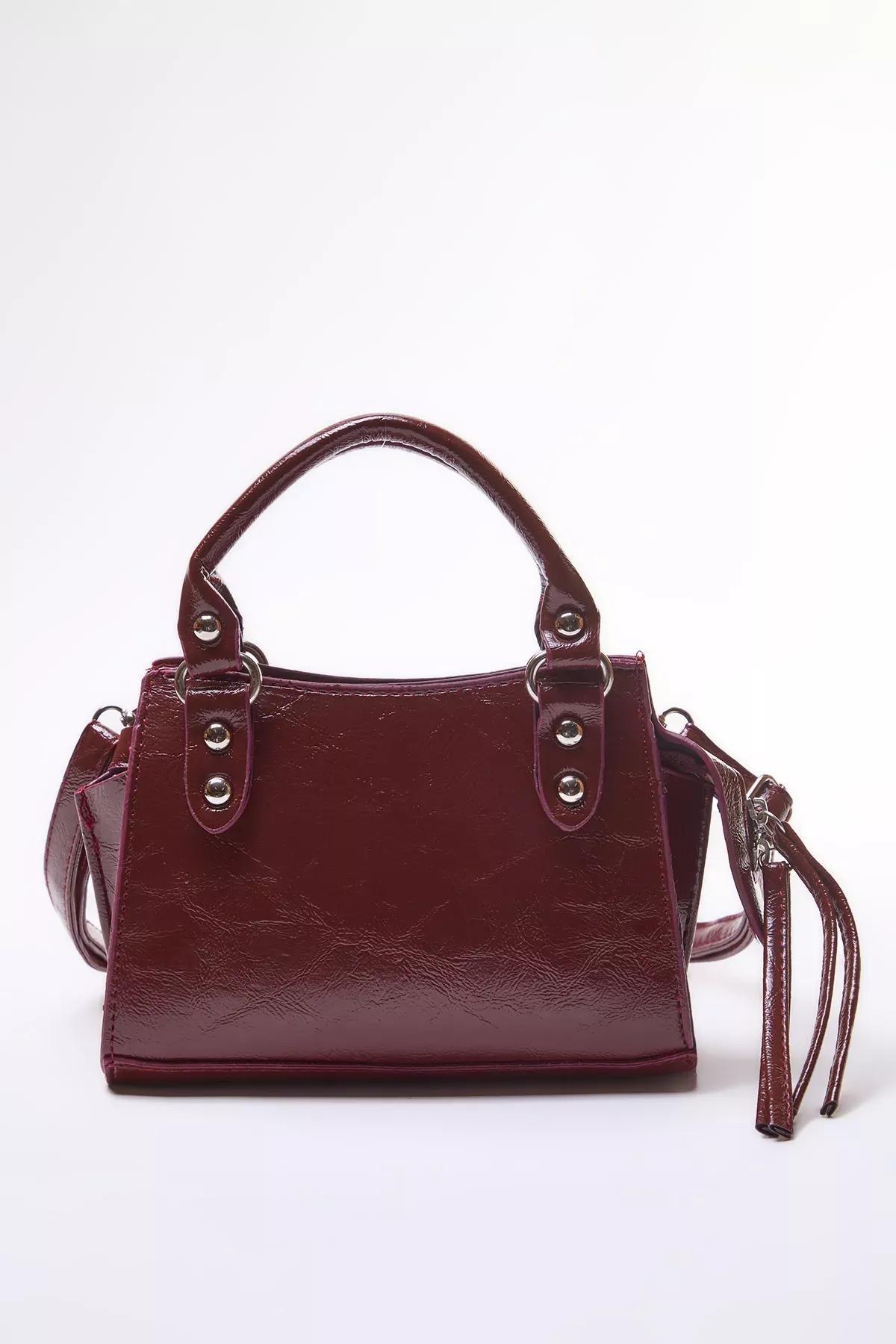 Red Cross Strap Mini Tote Bag, Burgundy, large image number 3