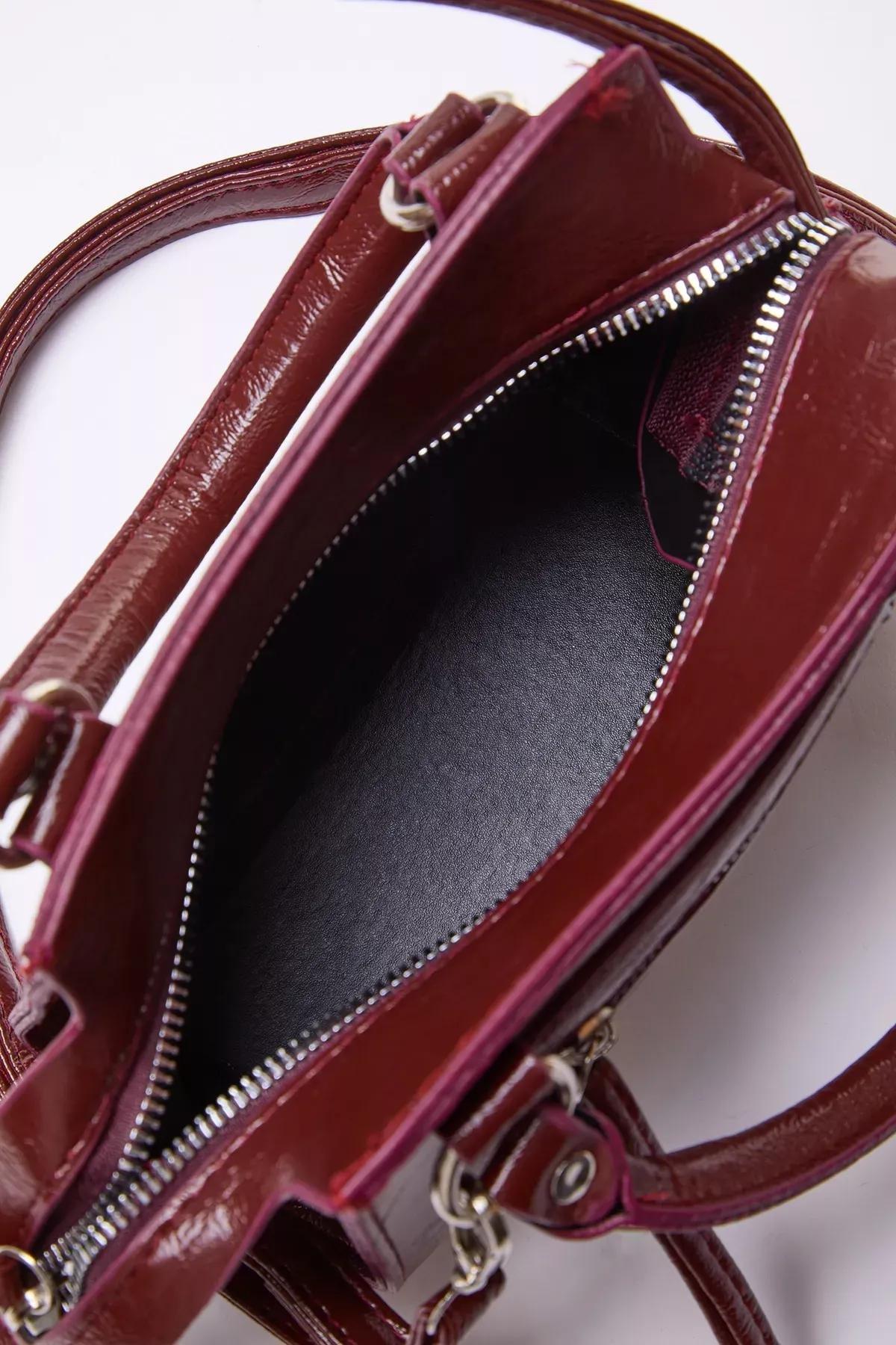 Red Cross Strap Mini Tote Bag, Burgundy, large image number 5